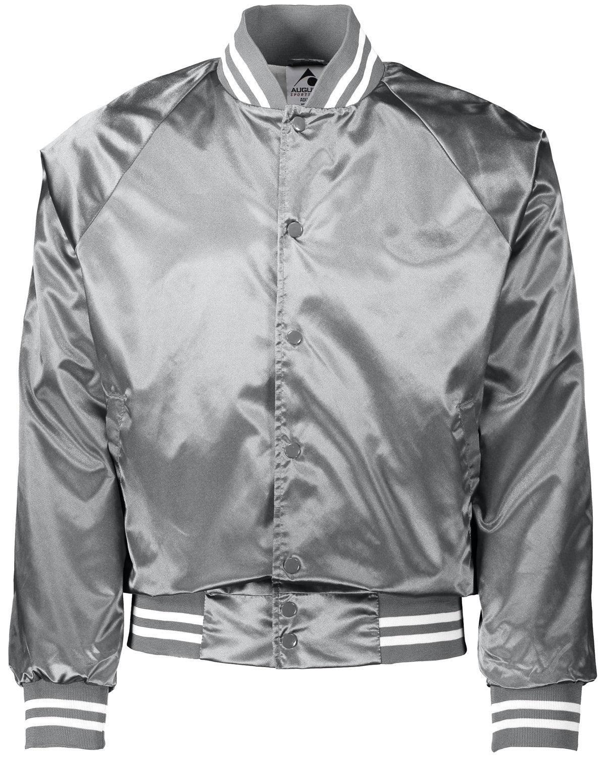 Unisex Striped Trim Satin Baseball Jacket - Apparel Globe