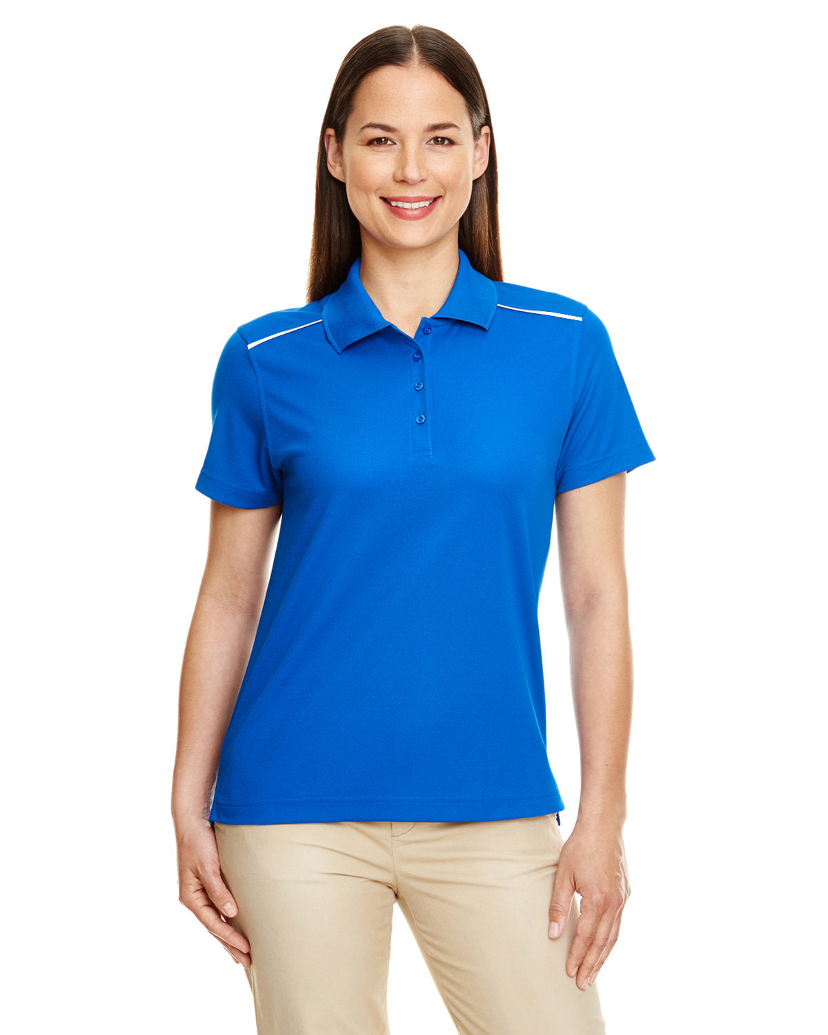 Ladies' Radiant Performance Piqué Polo with Reflective Piping - Apparel Globe