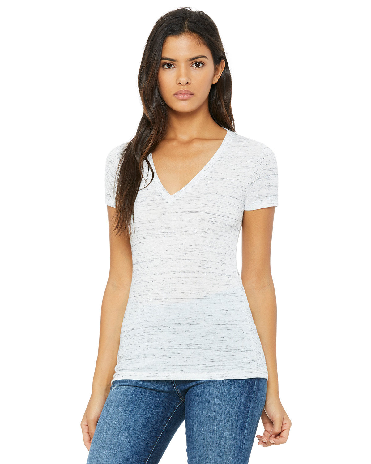 Bella + Canvas Ladies' Jersey Short-Sleeve Deep V-Neck Tee: Chic Style and Comfort