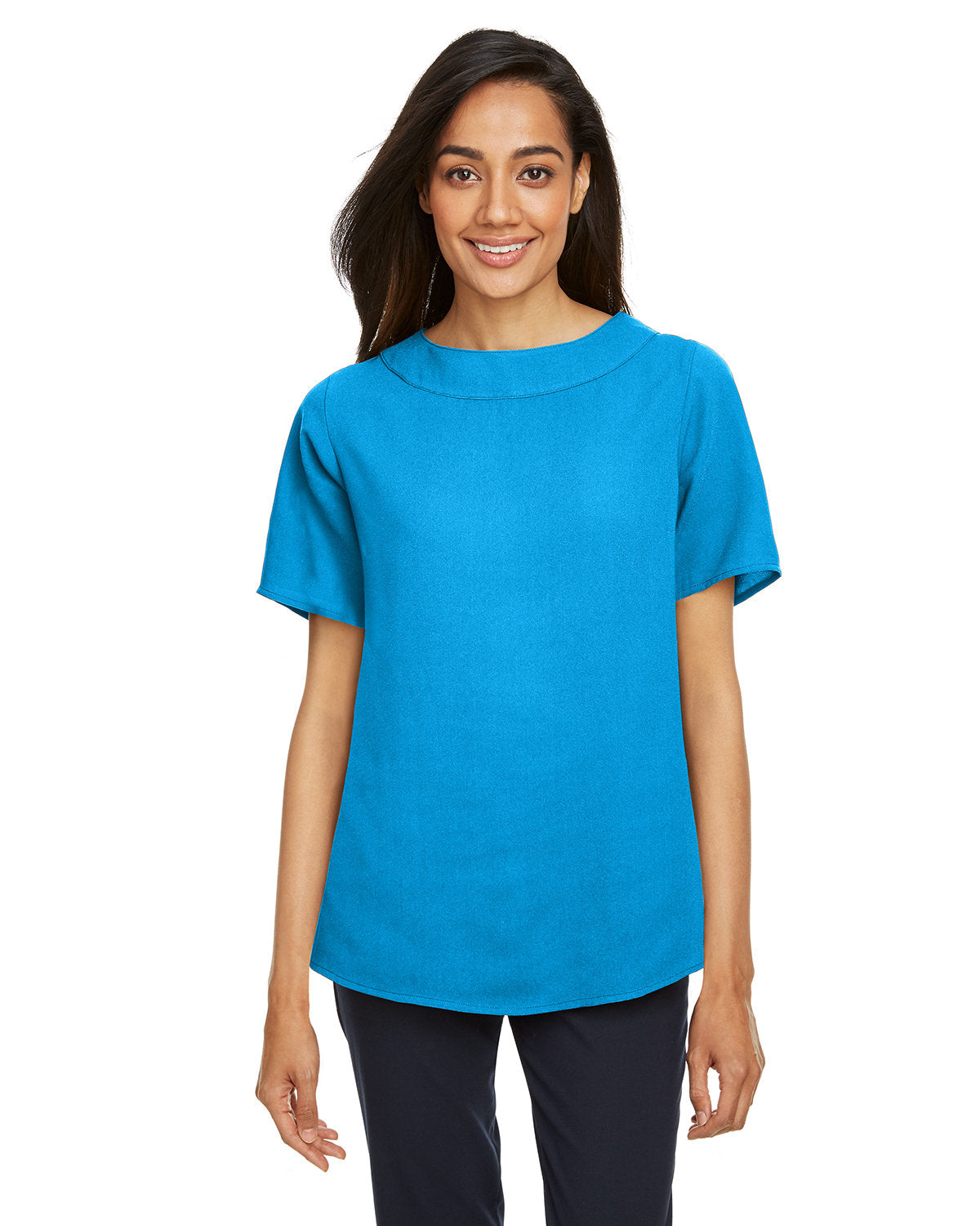 Effortlessly Chic: Devon & Jones Ladies' Perfect Fitâ„¢ Boat-Neck Blouse