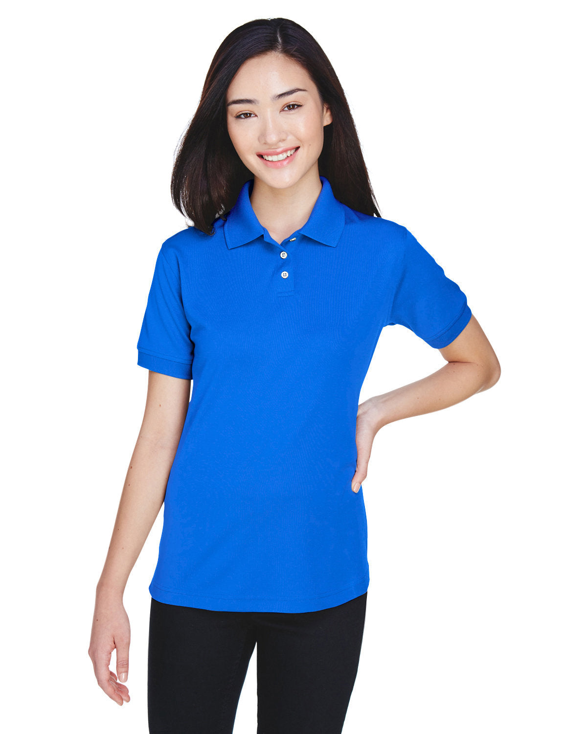 Elevated Elegance: UltraClub Women's Platinum Performance Piqué Polo with TempControl Technology