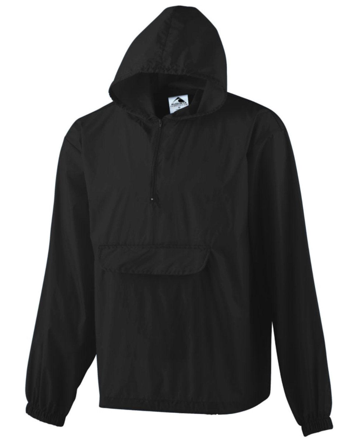 Hooded Nylon Half Zip Pullover Pouch Jacket - Apparel Globe