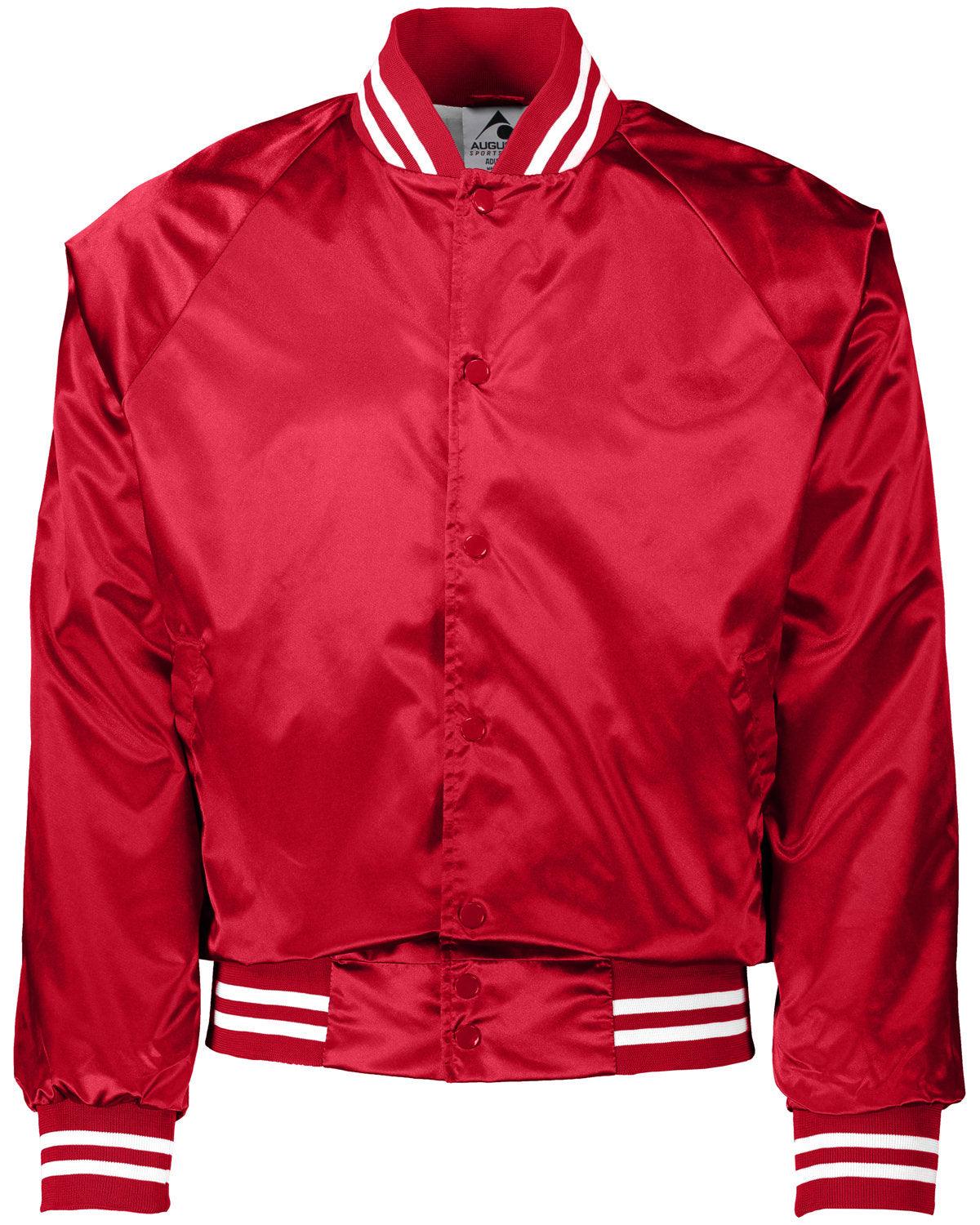 Unisex Striped Trim Satin Baseball Jacket - Apparel Globe