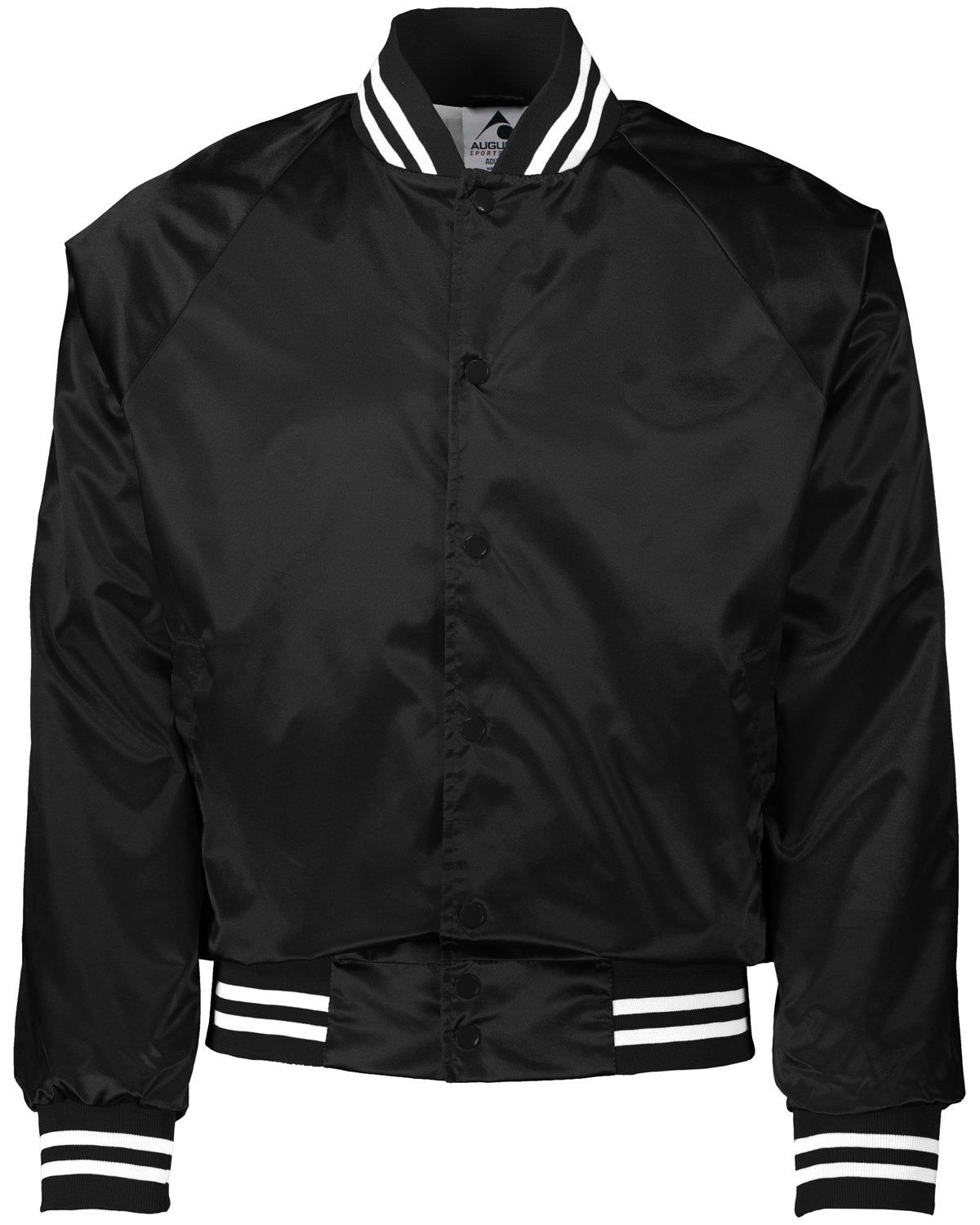 Unisex Striped Trim Satin Baseball Jacket - Apparel Globe
