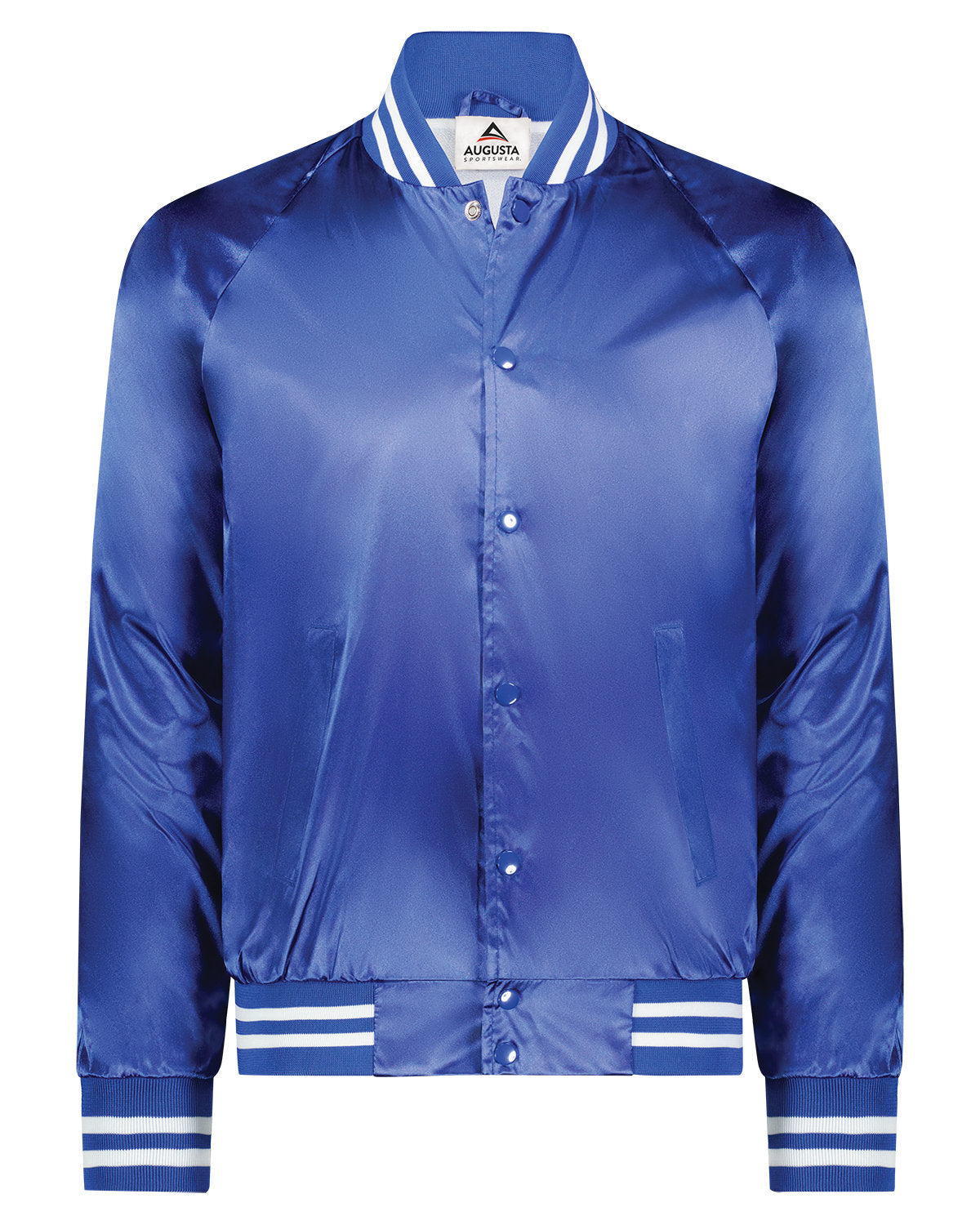 Unisex Striped Trim Satin Baseball Jacket - Apparel Globe