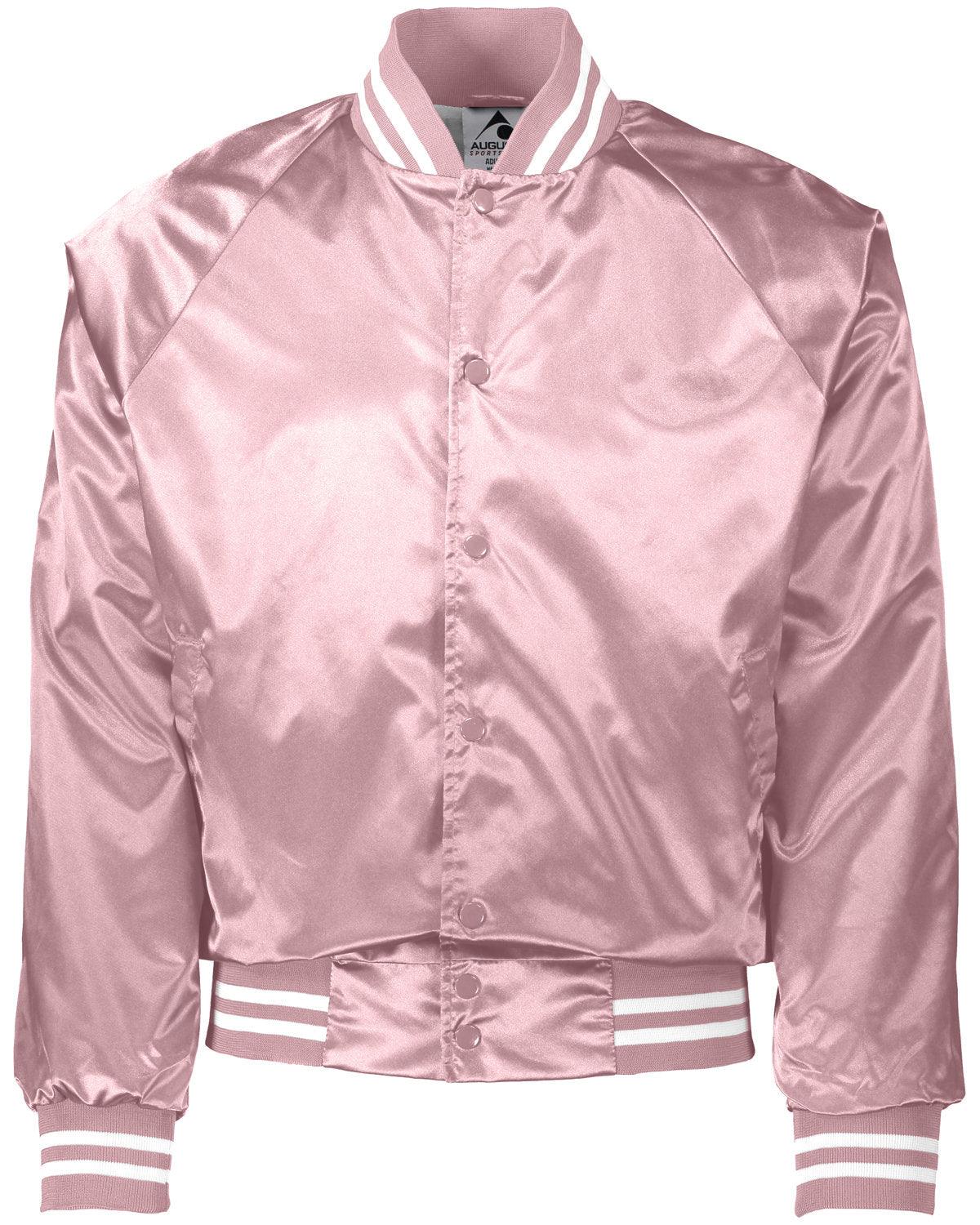 Unisex Striped Trim Satin Baseball Jacket - Apparel Globe