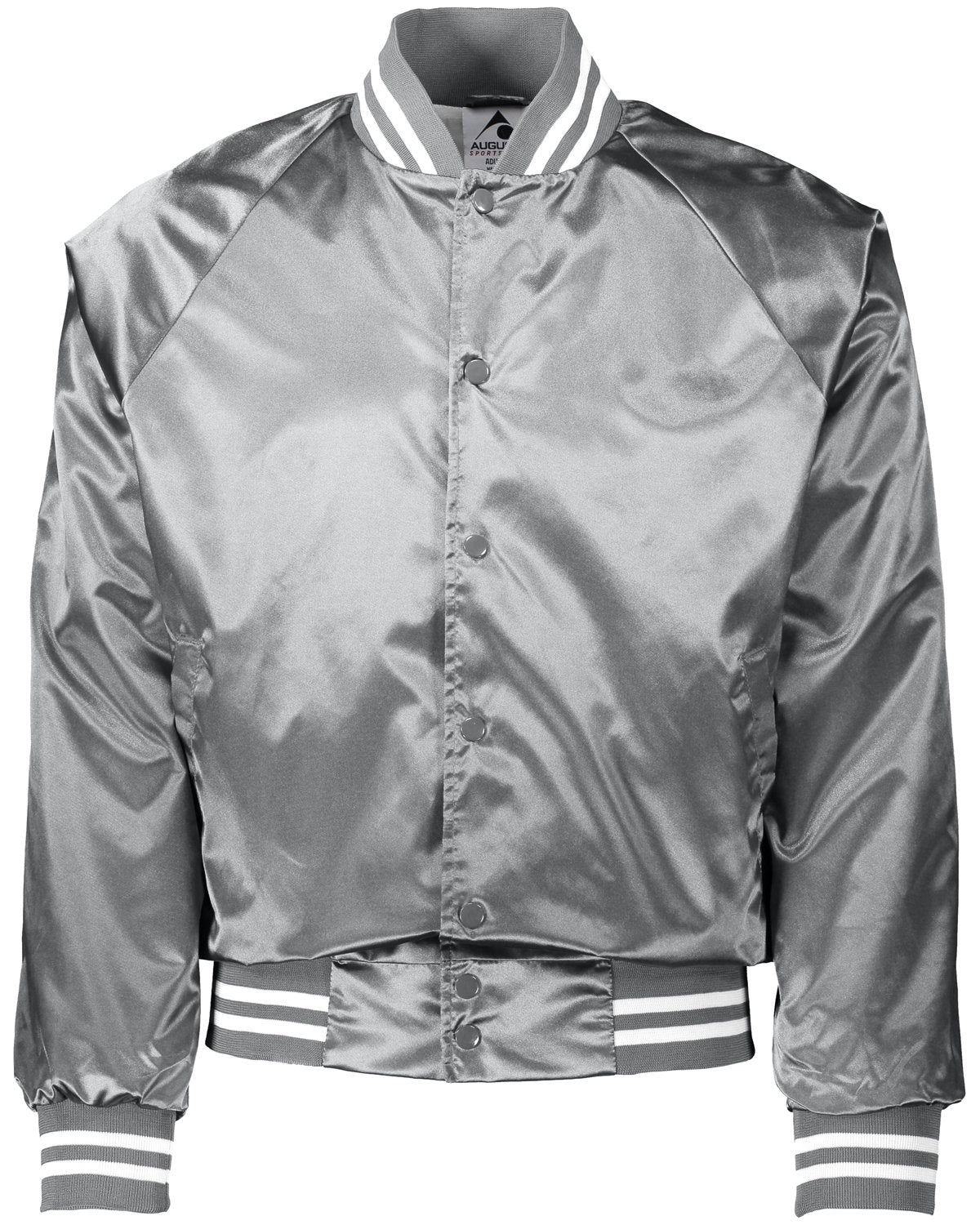 Unisex Striped Trim Satin Baseball Jacket - Apparel Globe