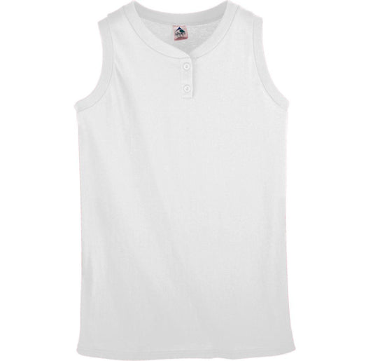 GIRLS SLEEVELESS TWO-BUTTON SOFTBALL JERSEY - Apparel Globe