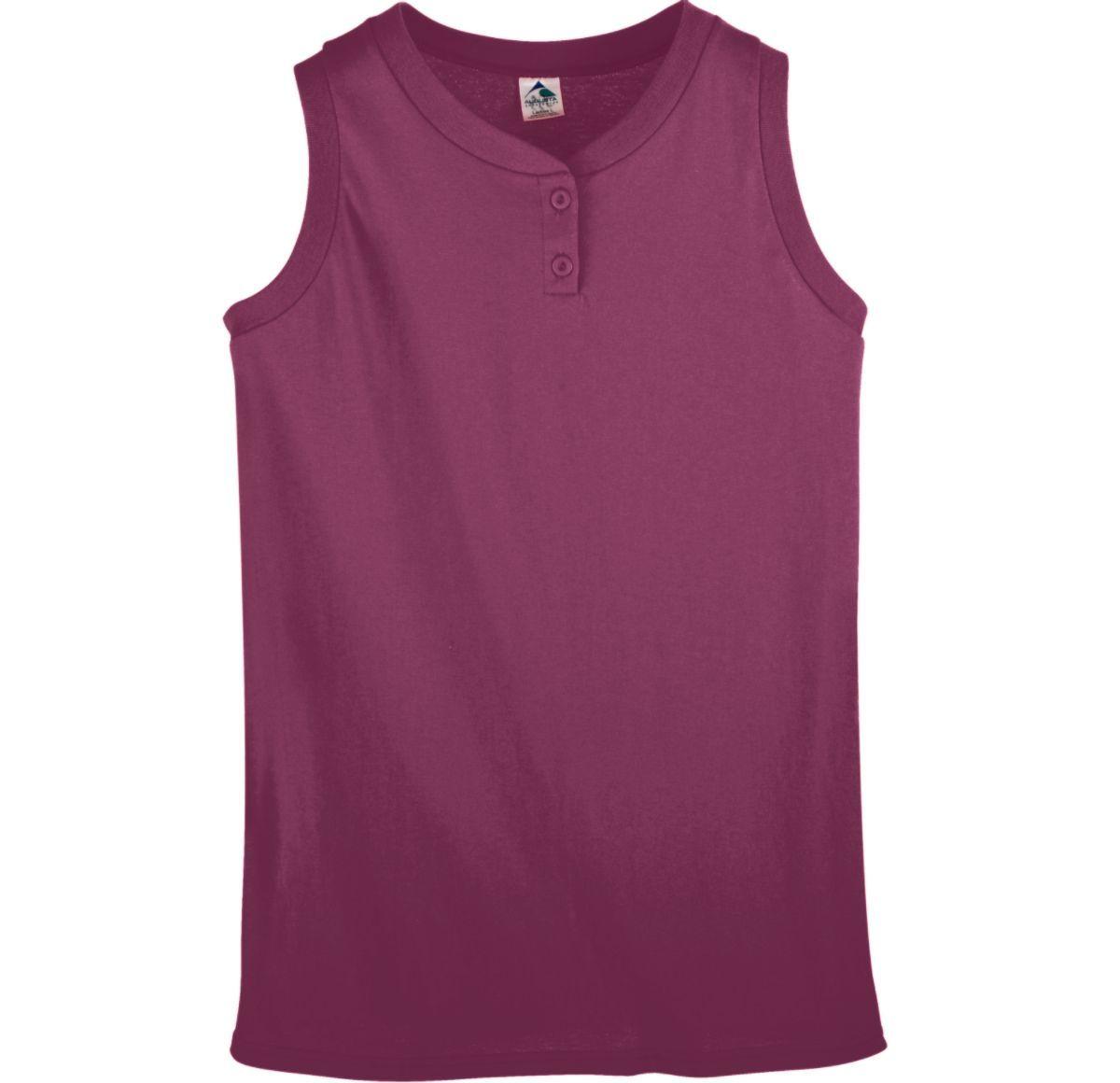 GIRLS SLEEVELESS TWO-BUTTON SOFTBALL JERSEY - Apparel Globe