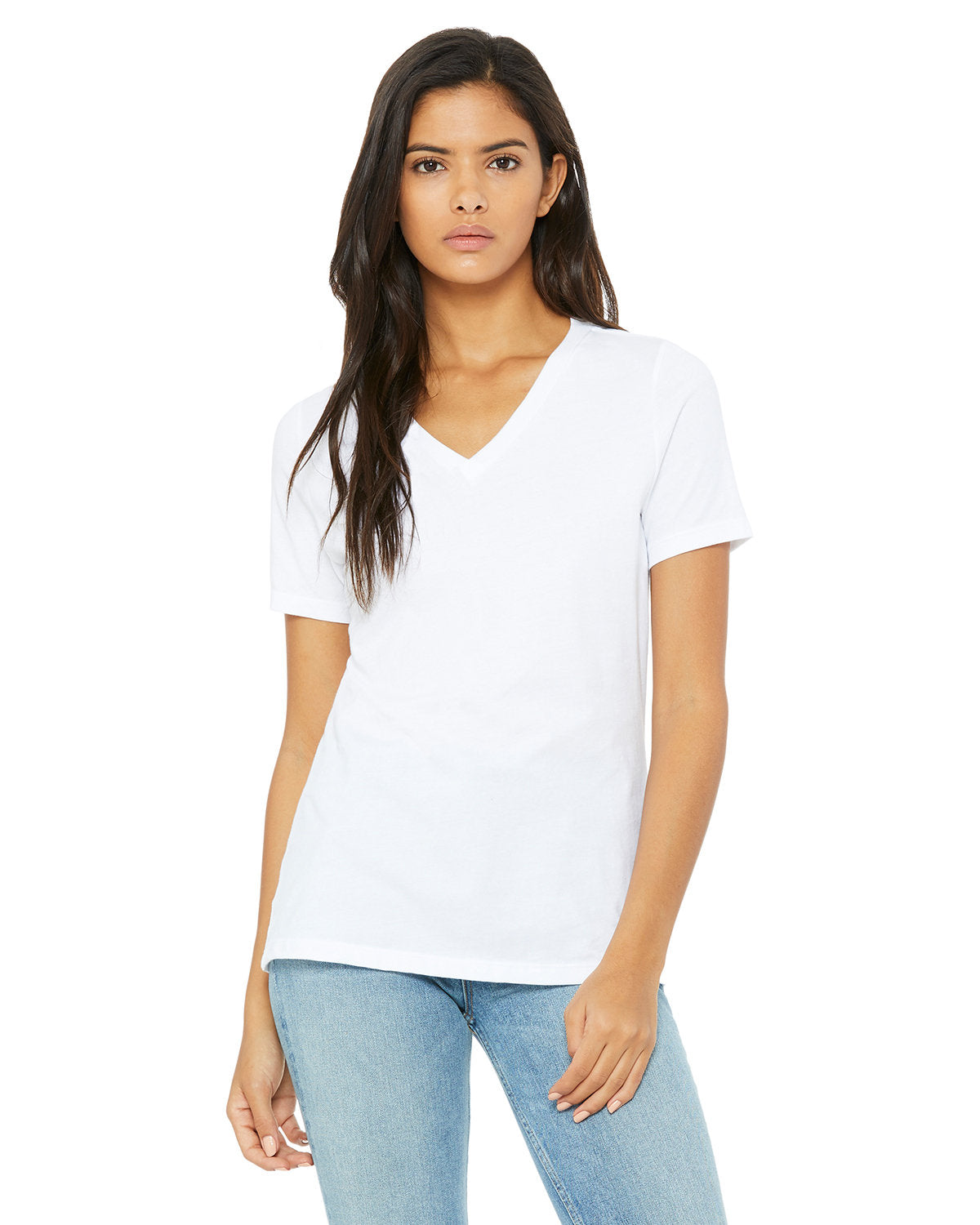 Bella + Canvas Ladies' Relaxed Heather CVC Jersey V-Neck T-Shirt: Where Comfort Meets Style