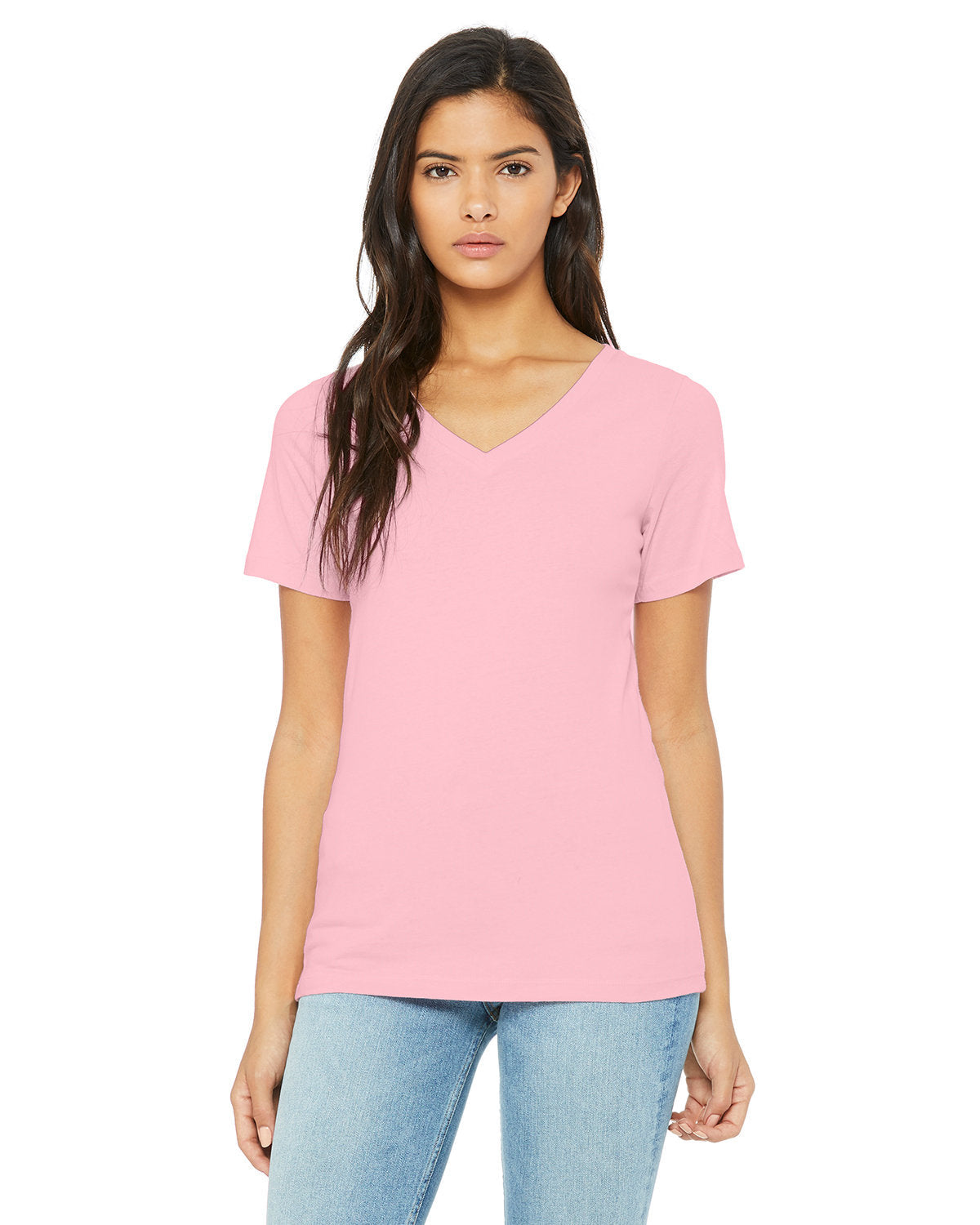 Bella + Canvas Ladies' Relaxed Heather CVC Jersey V-Neck T-Shirt: Where Comfort Meets Style