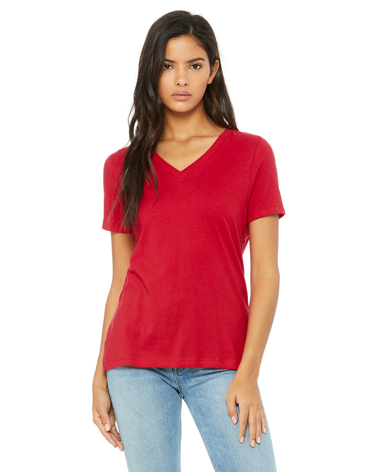 Bella + Canvas Ladies' Relaxed Heather CVC Jersey V-Neck T-Shirt: Where Comfort Meets Style