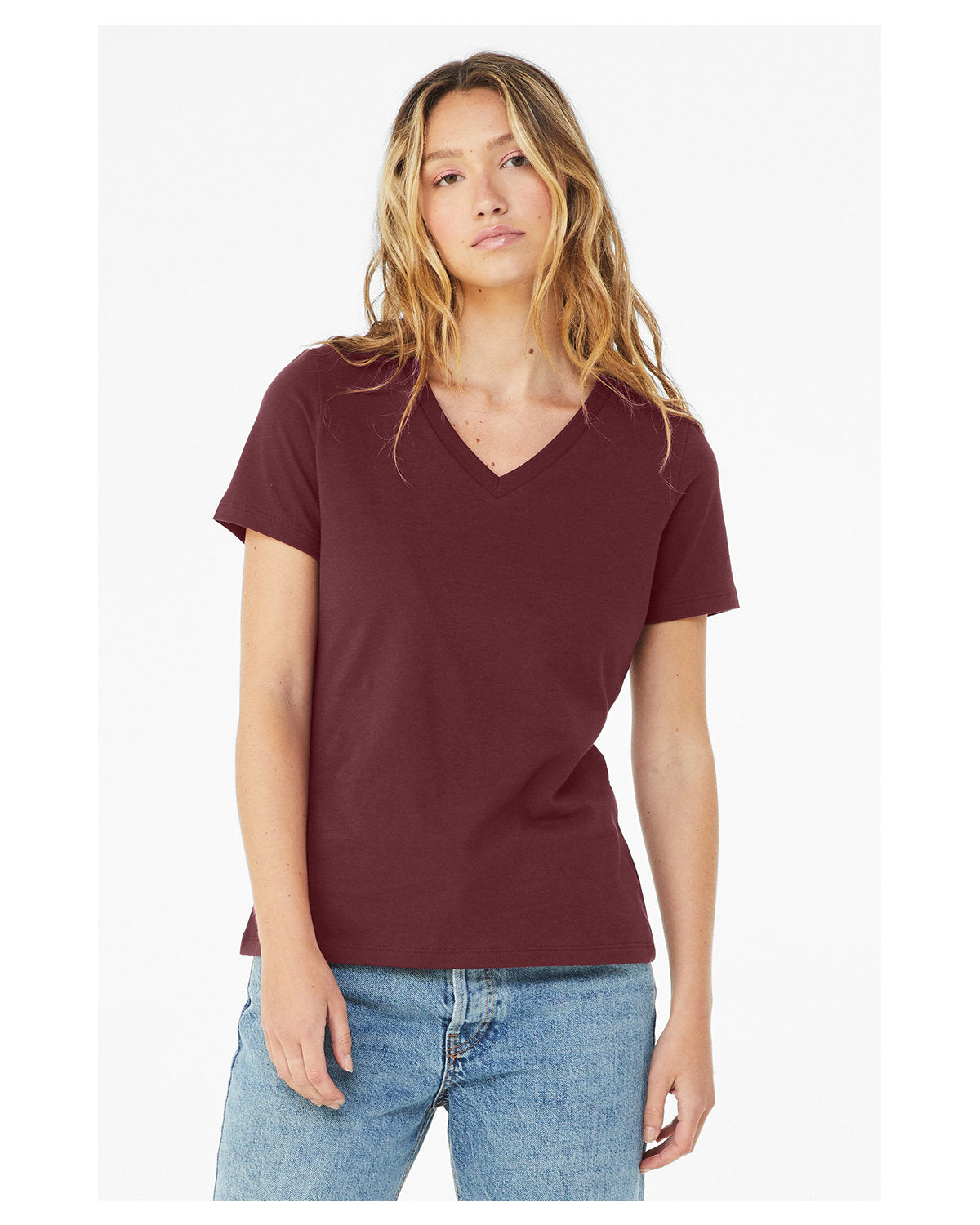 Bella + Canvas Ladies' Relaxed Heather CVC Jersey V-Neck T-Shirt: Where Comfort Meets Style