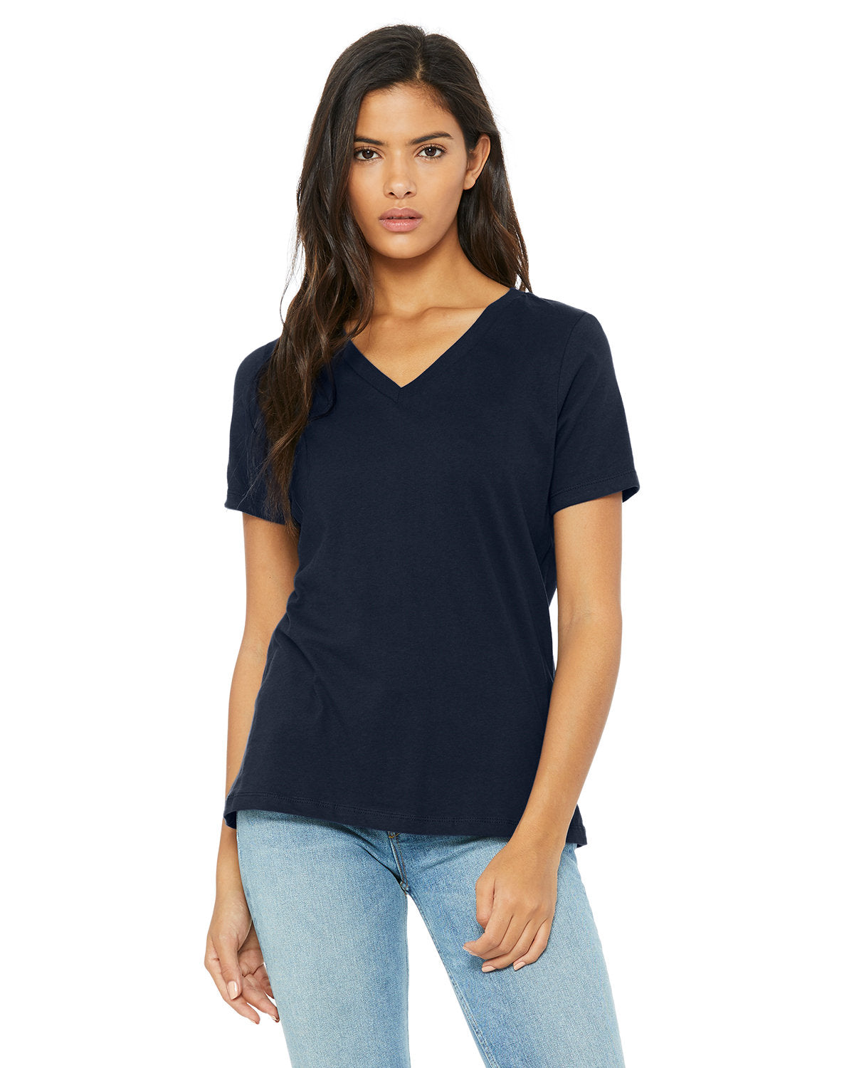 Bella + Canvas Ladies' Relaxed Heather CVC Jersey V-Neck T-Shirt: Where Comfort Meets Style