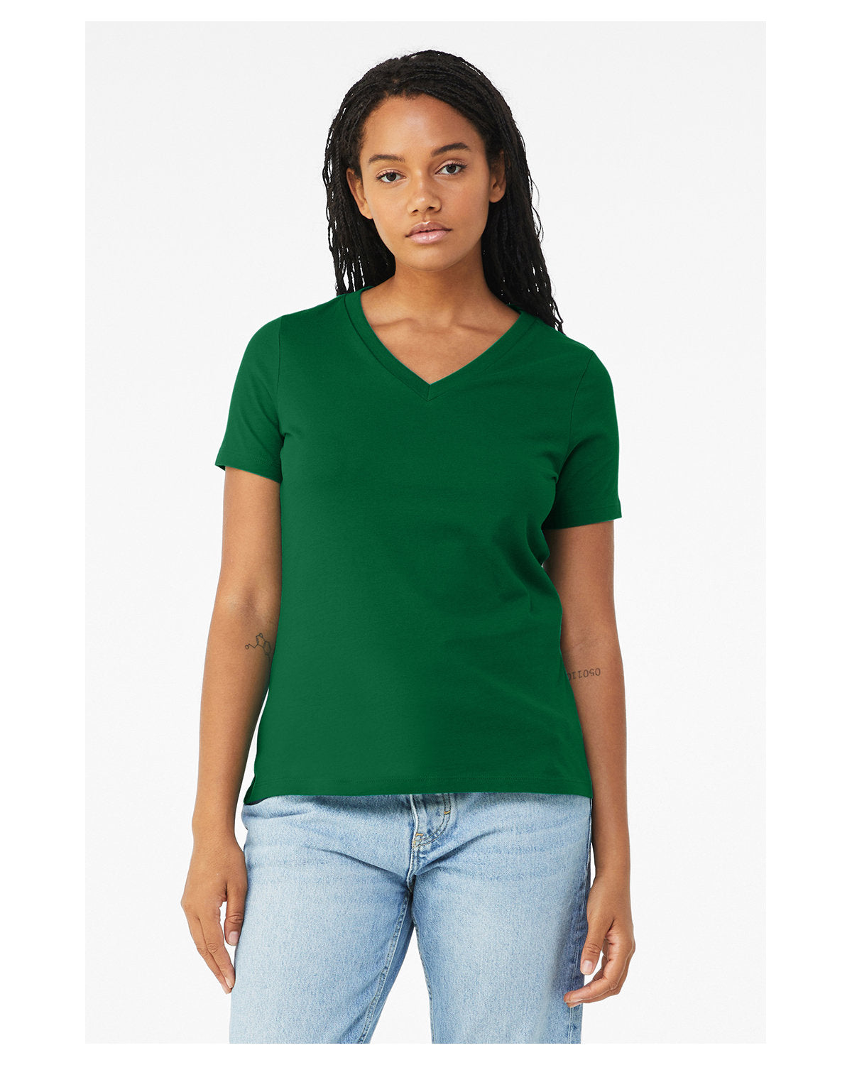 Bella + Canvas Ladies' Relaxed Heather CVC Jersey V-Neck T-Shirt: Where Comfort Meets Style