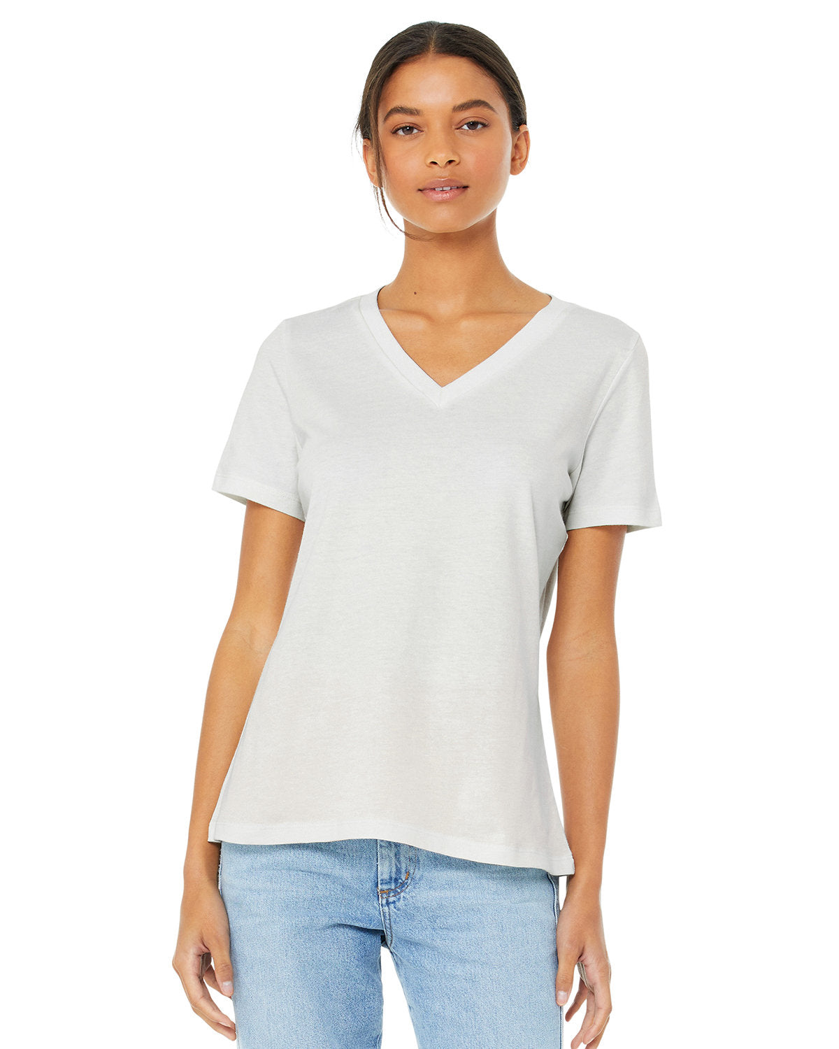 Bella + Canvas Ladies' Relaxed Heather CVC Jersey V-Neck T-Shirt: Where Comfort Meets Style
