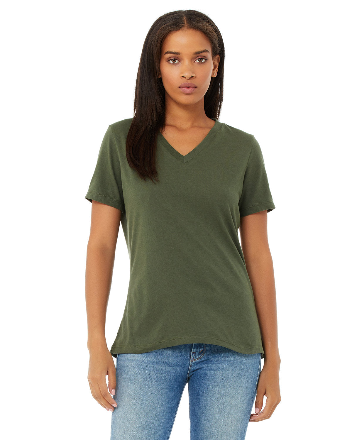 Bella + Canvas Ladies' Relaxed Heather CVC Jersey V-Neck T-Shirt: Where Comfort Meets Style