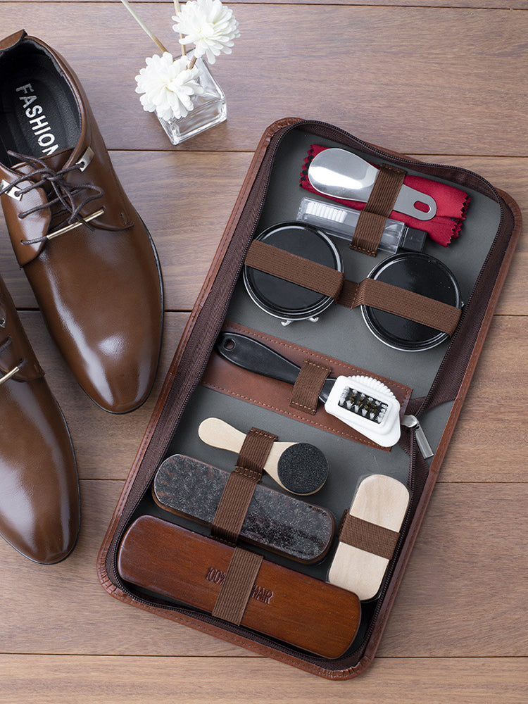 11-piece Set Of Horse Hair Brush Shoe Polish Cleaning Kit