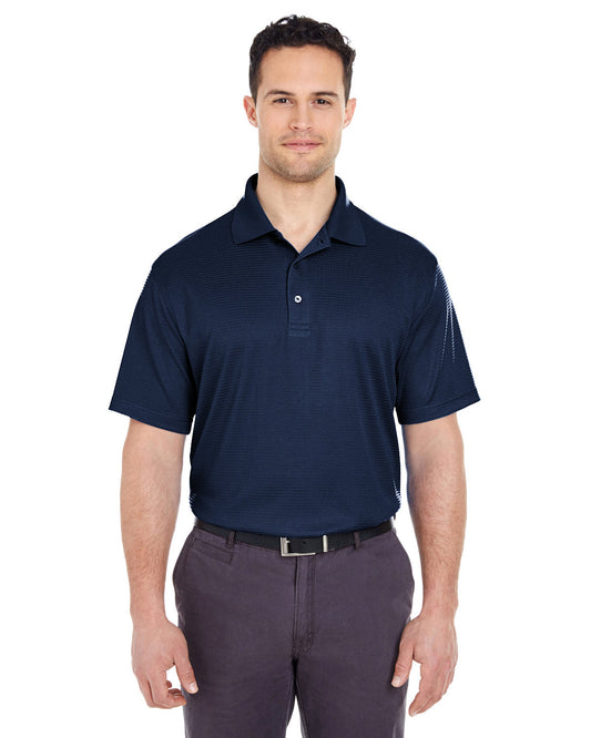 Elevate Your Presence: UltraClub Men's Cool & Dry Elite Mini-Check Jacquard Polo