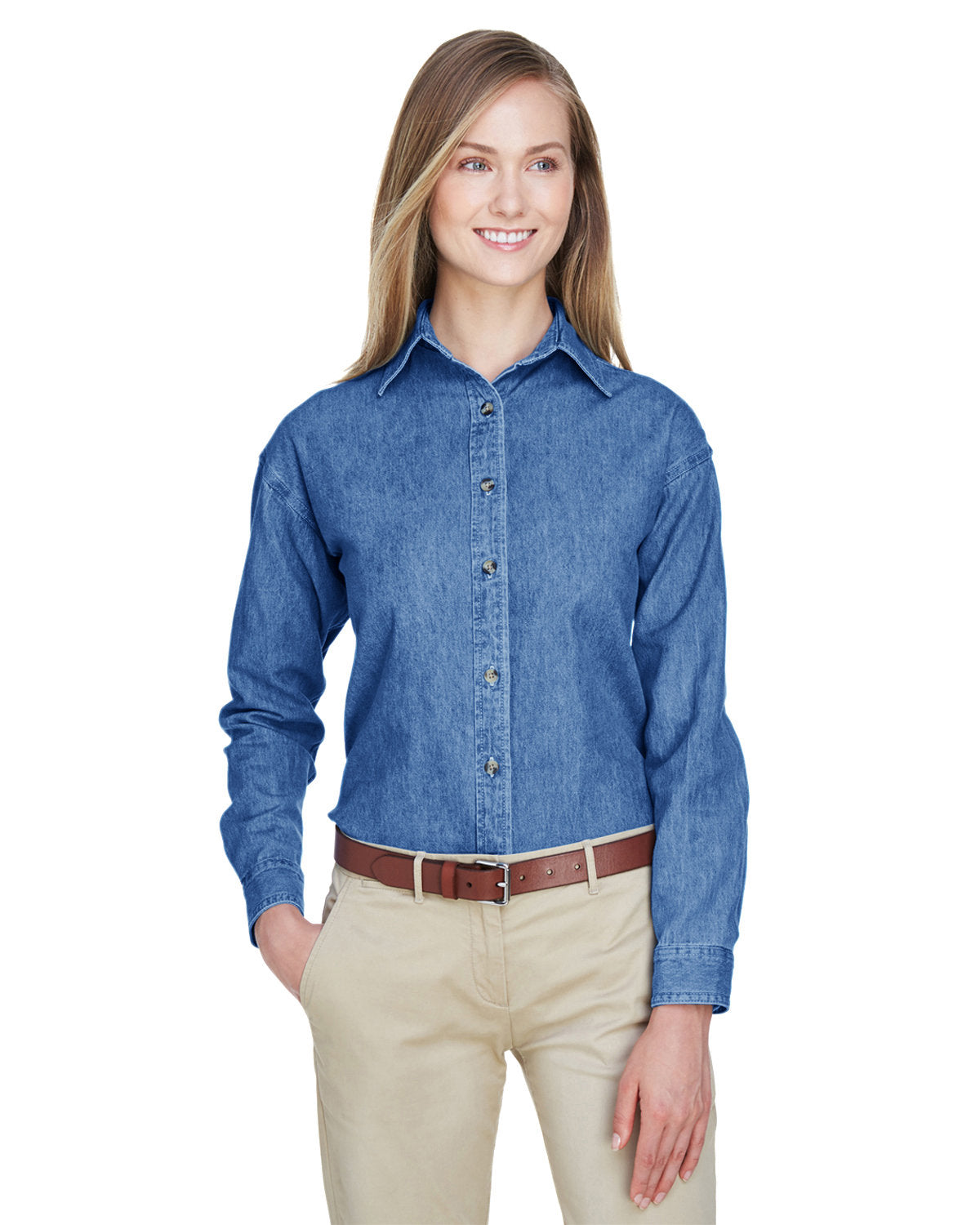 Effortless Elegance: UltraClub Ladies' Cypress Denim Shirt