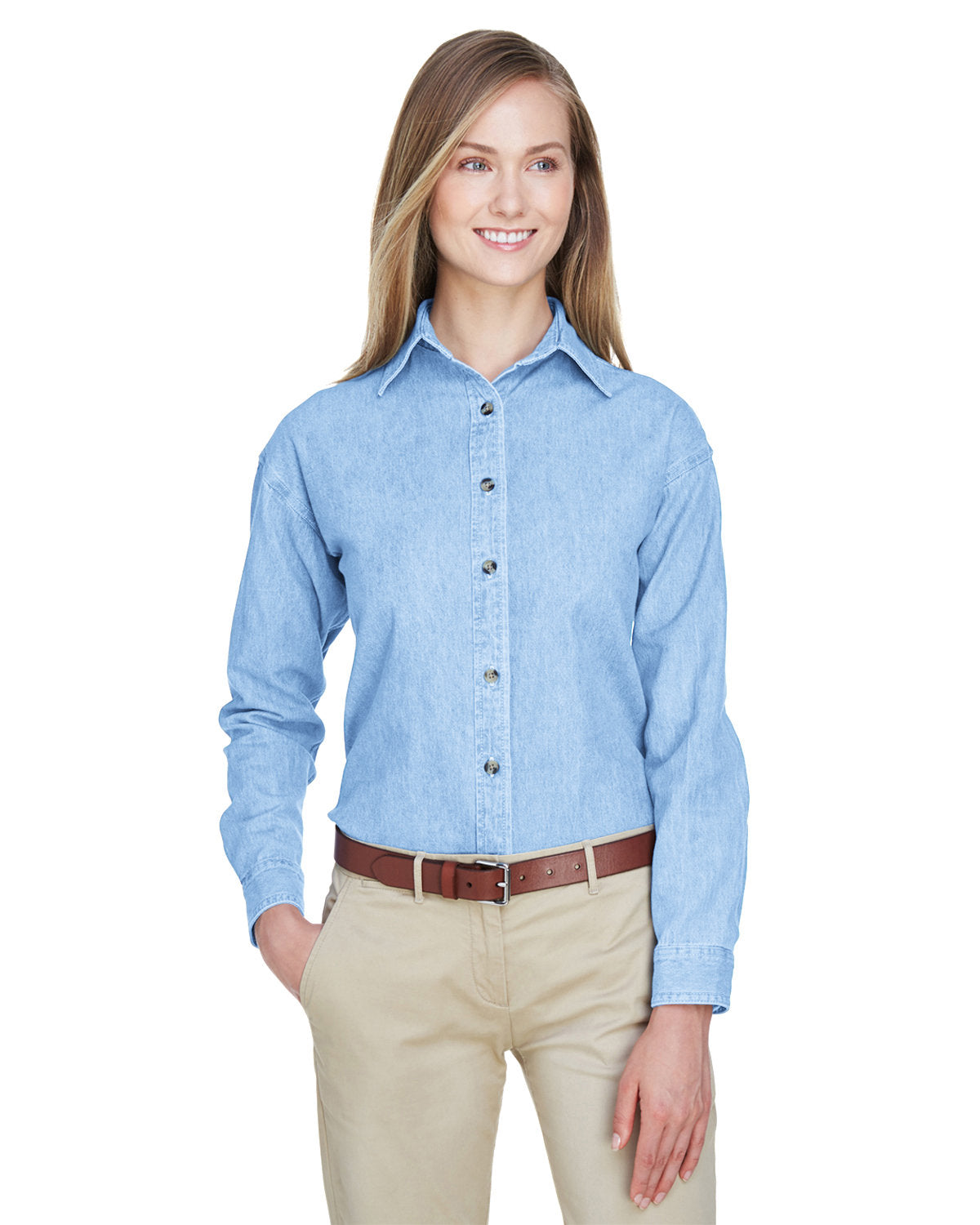 Effortless Elegance: UltraClub Ladies' Cypress Denim Shirt