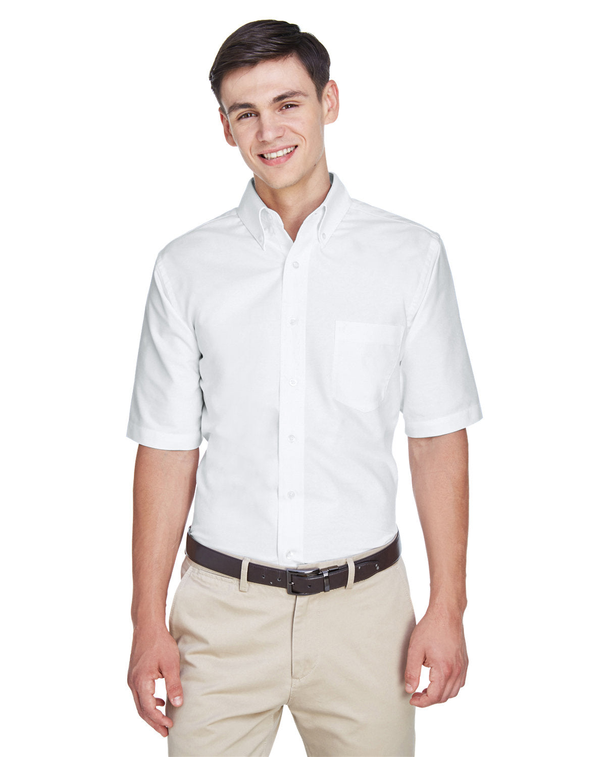 Effortless Elegance: UltraClub Men's Classic Wrinkle-Resistant Short-Sleeve Oxford Shirt