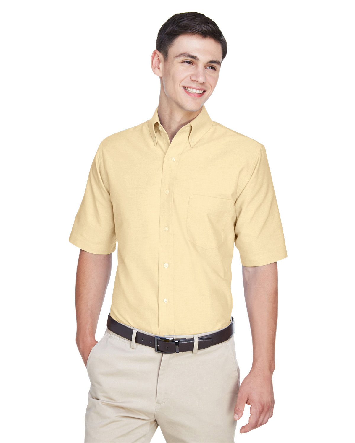 Effortless Elegance: UltraClub Men's Classic Wrinkle-Resistant Short-Sleeve Oxford Shirt