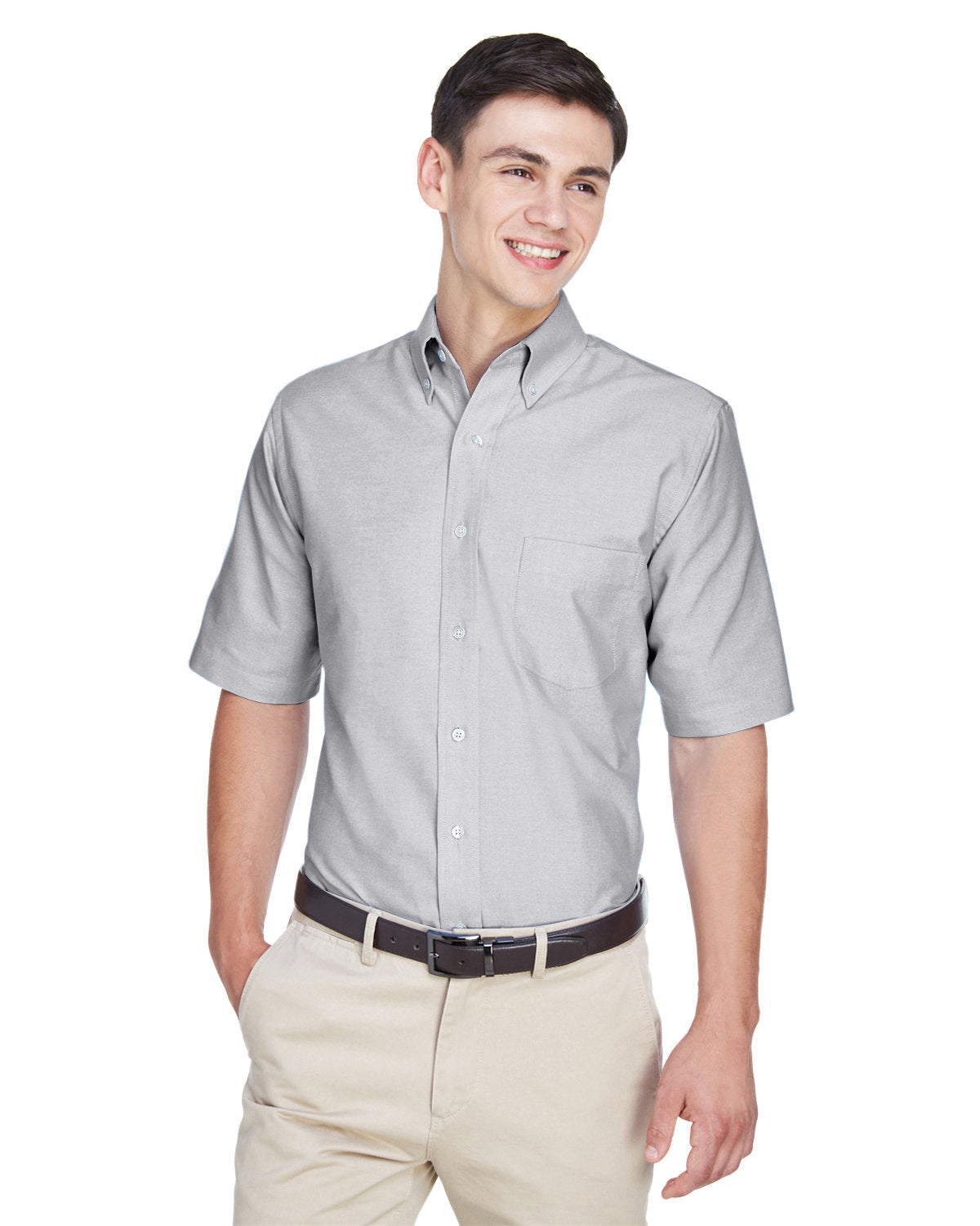 Effortless Elegance: UltraClub Men's Classic Wrinkle-Resistant Short-Sleeve Oxford Shirt