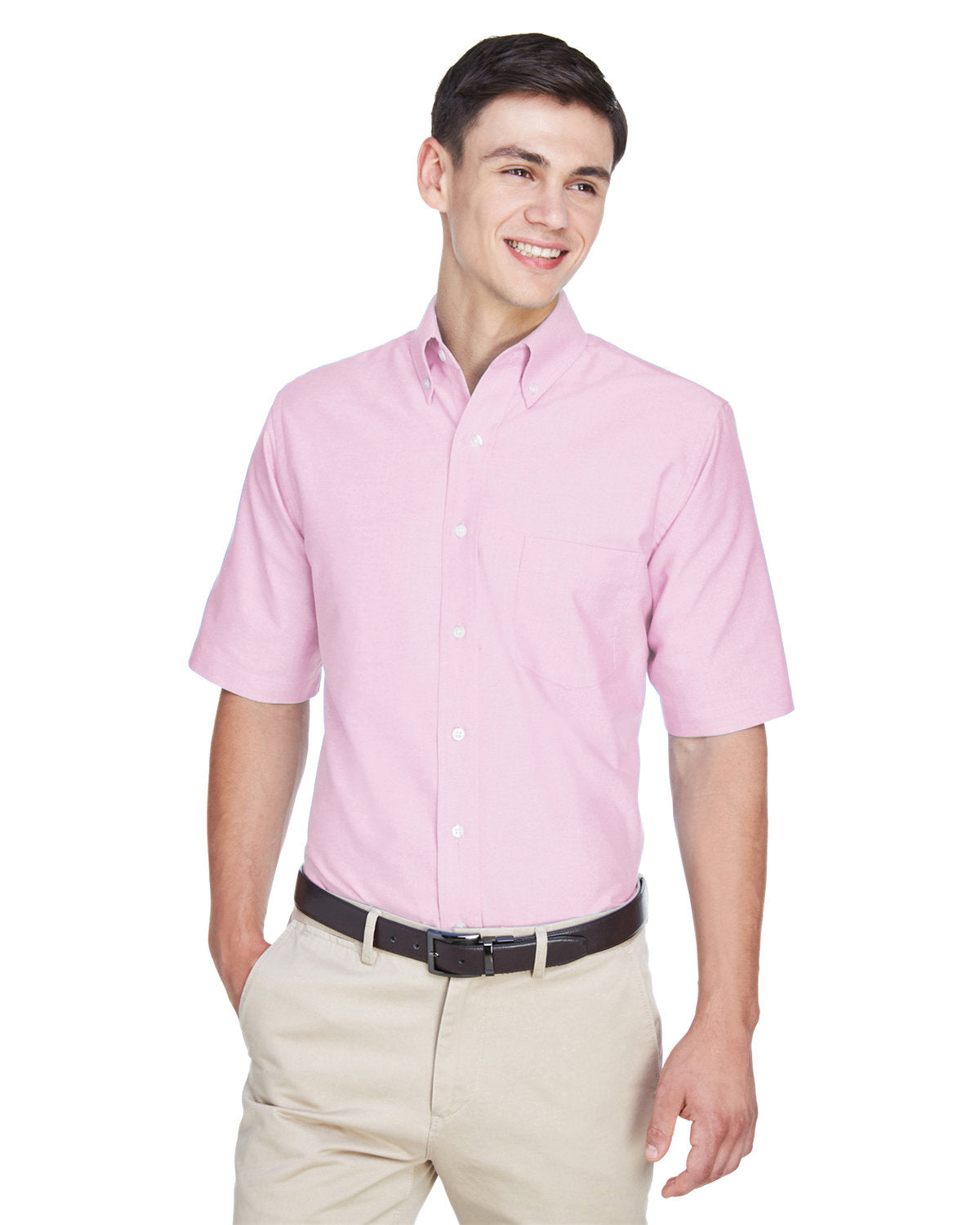 Effortless Elegance: UltraClub Men's Classic Wrinkle-Resistant Short-Sleeve Oxford Shirt
