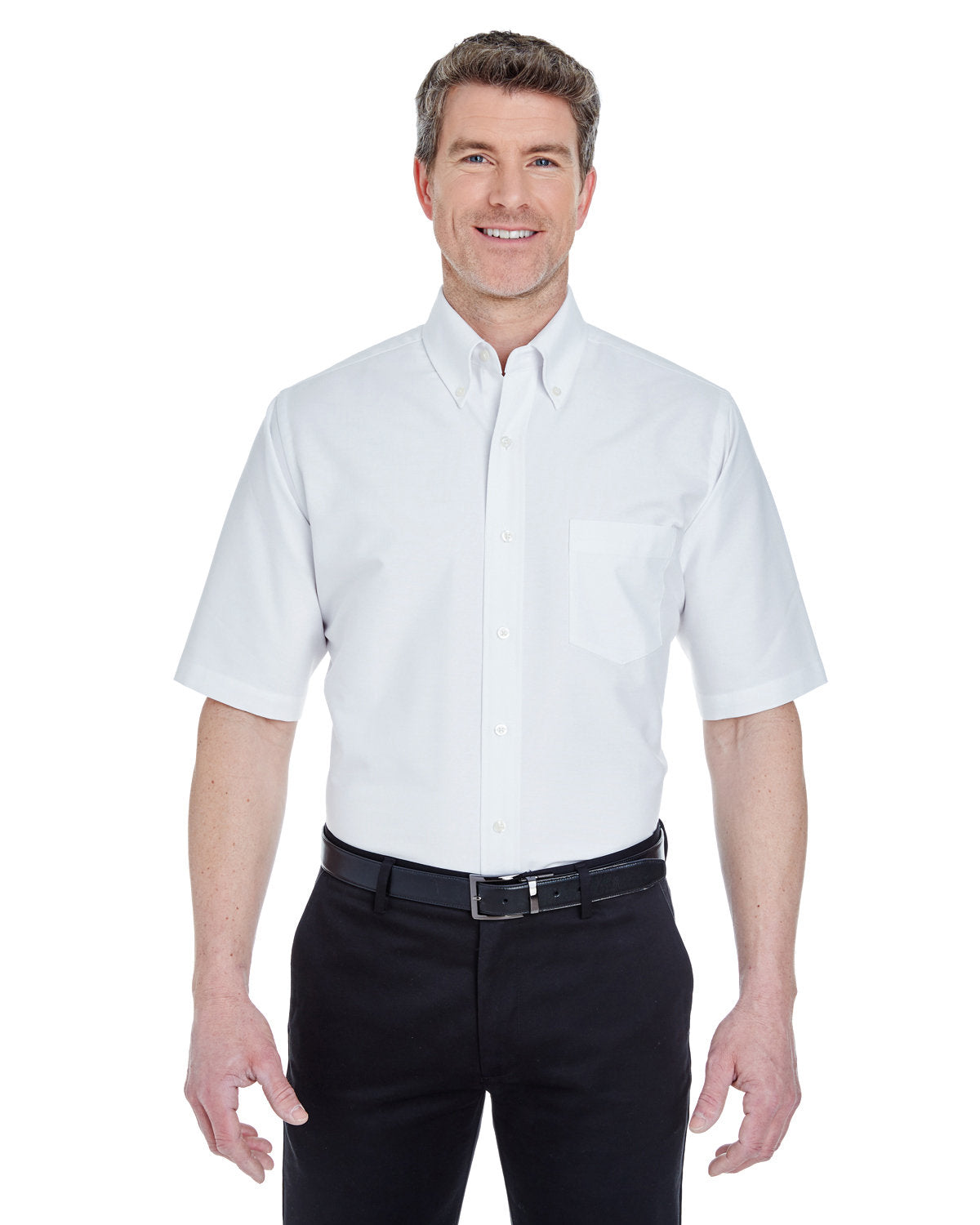 Effortless Sophistication: UltraClub Men's Tall Classic Wrinkle-Resistant Short-Sleeve Oxford Shirt