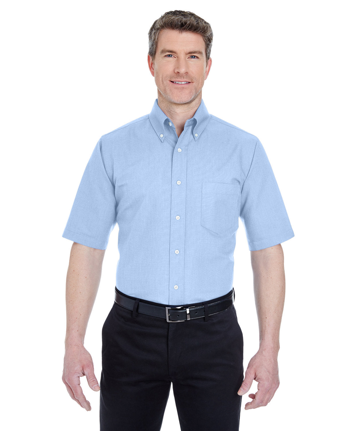 Effortless Sophistication: UltraClub Men's Tall Classic Wrinkle-Resistant Short-Sleeve Oxford Shirt