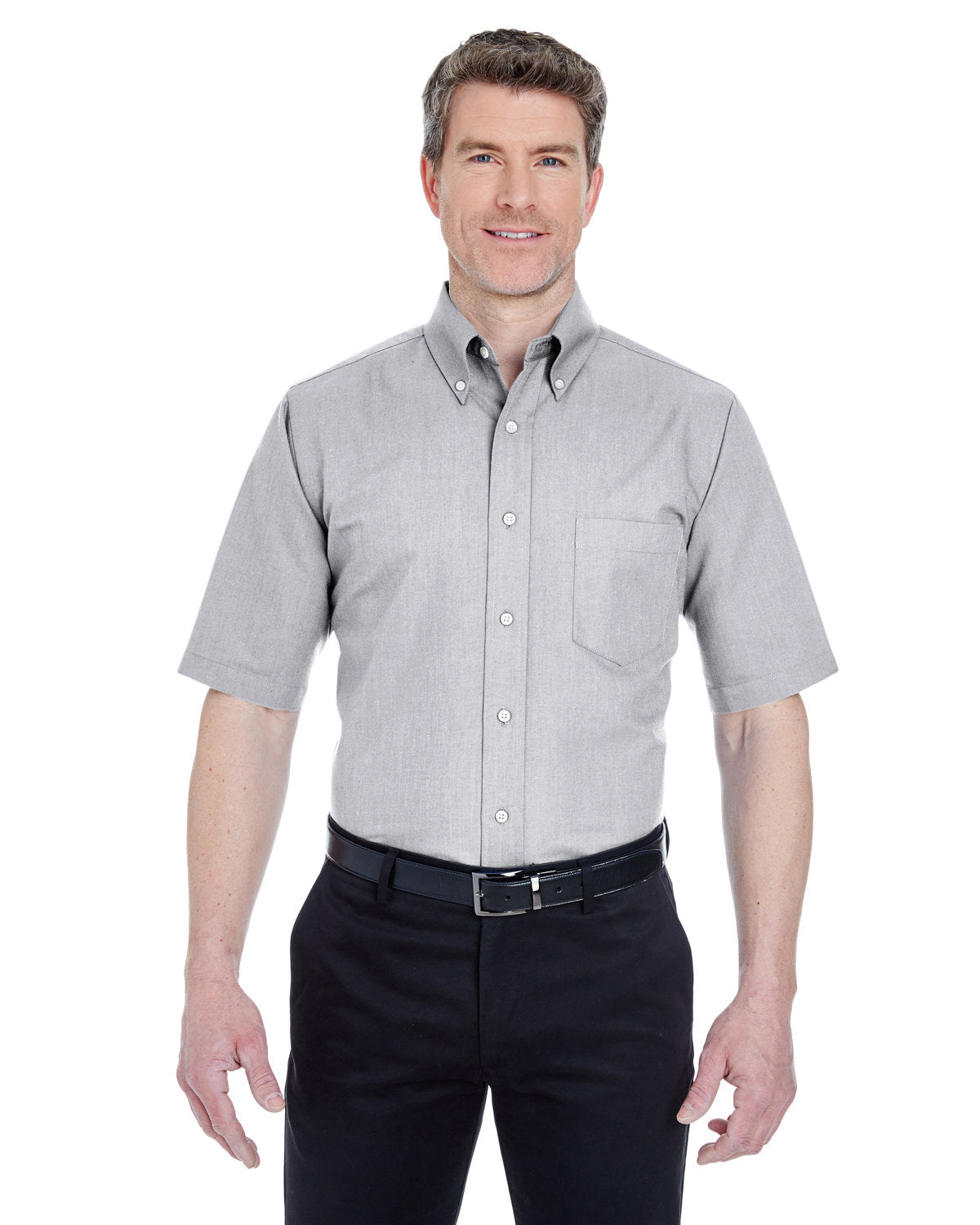Effortless Sophistication: UltraClub Men's Tall Classic Wrinkle-Resistant Short-Sleeve Oxford Shirt