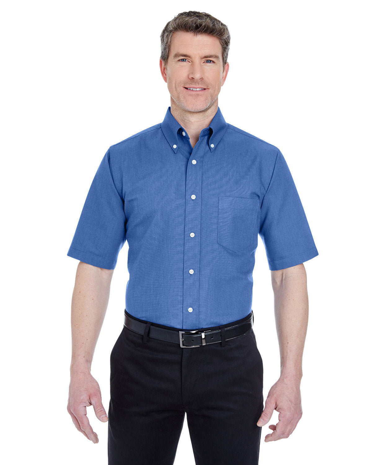 Effortless Sophistication: UltraClub Men's Tall Classic Wrinkle-Resistant Short-Sleeve Oxford Shirt