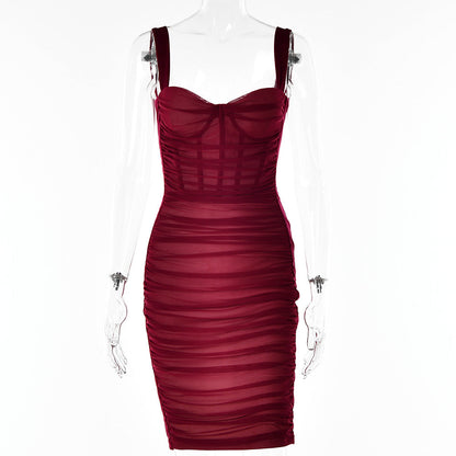 Early Spring Hipster Mesh Boning Corset Sheath Sexy Party Cocktail Dress Women Dress