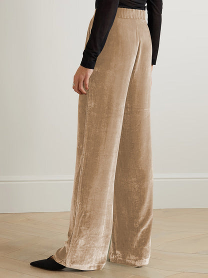 French Office Trousers Women Clothing Summer Gold Velvet Drooping Wide Leg Pants Loose Casual Pants for Women
