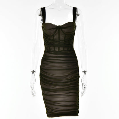 Early Spring Hipster Mesh Boning Corset Sheath Sexy Party Cocktail Dress Women Dress