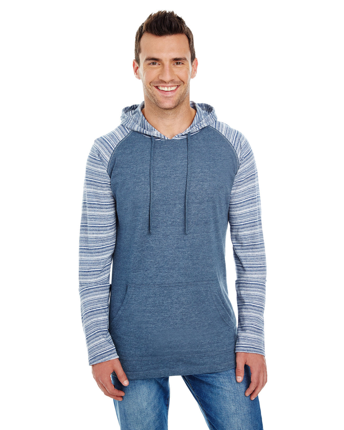 Burnside Adult Raglan Sleeve Striped Jersey Hooded T-Shirt B8127