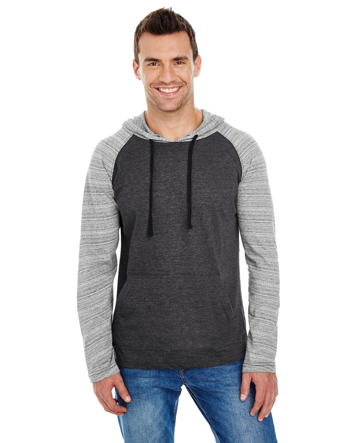 Burnside Adult Raglan Sleeve Striped Jersey Hooded T-Shirt B8127