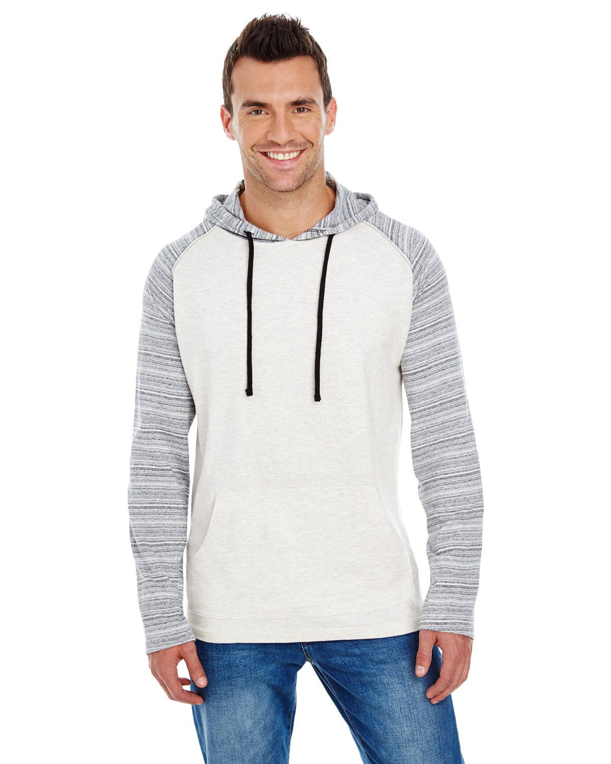 Burnside Adult Raglan Sleeve Striped Jersey Hooded T-Shirt B8127