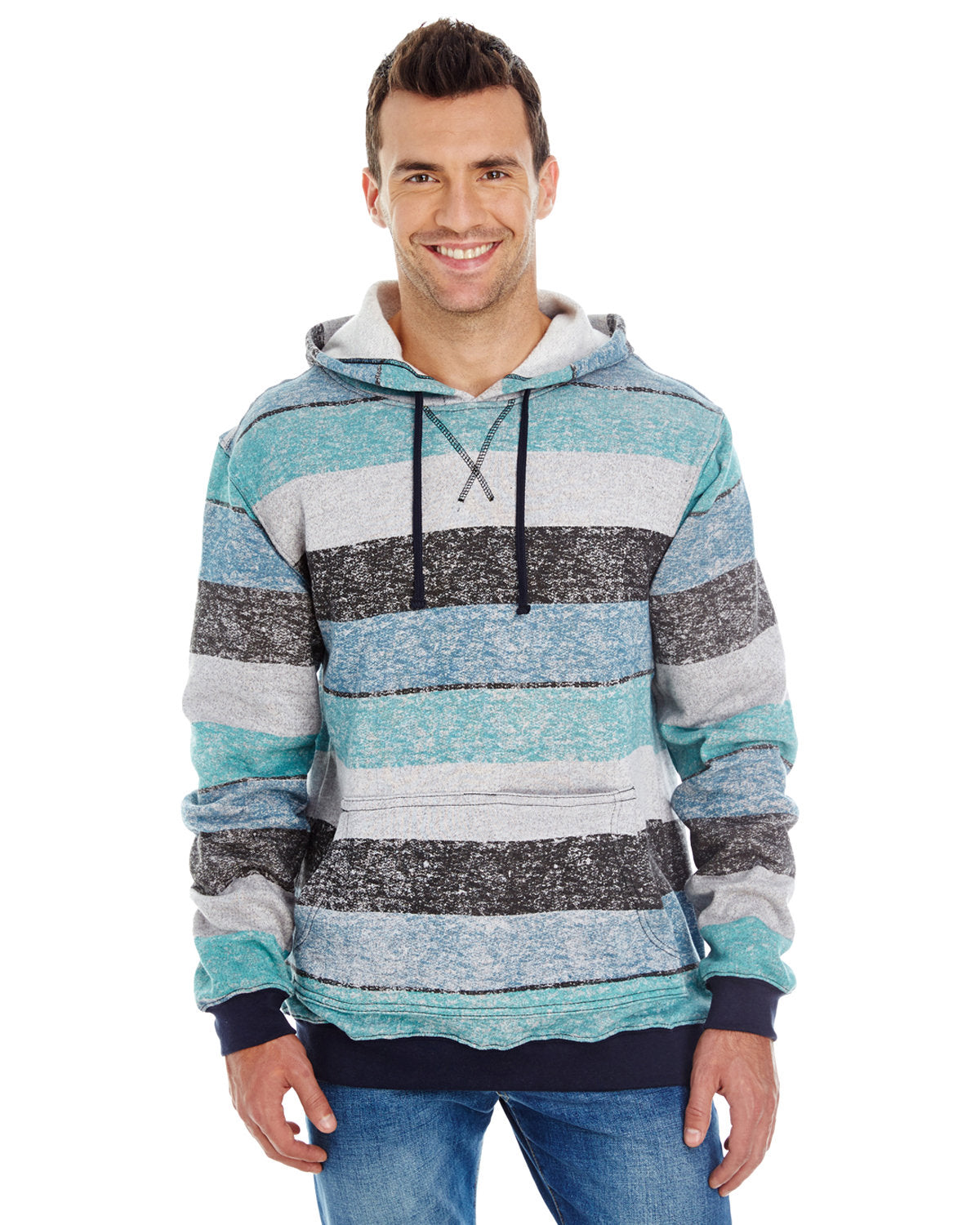 Burnside Men's Printed Stripe Marl Pullover B8603