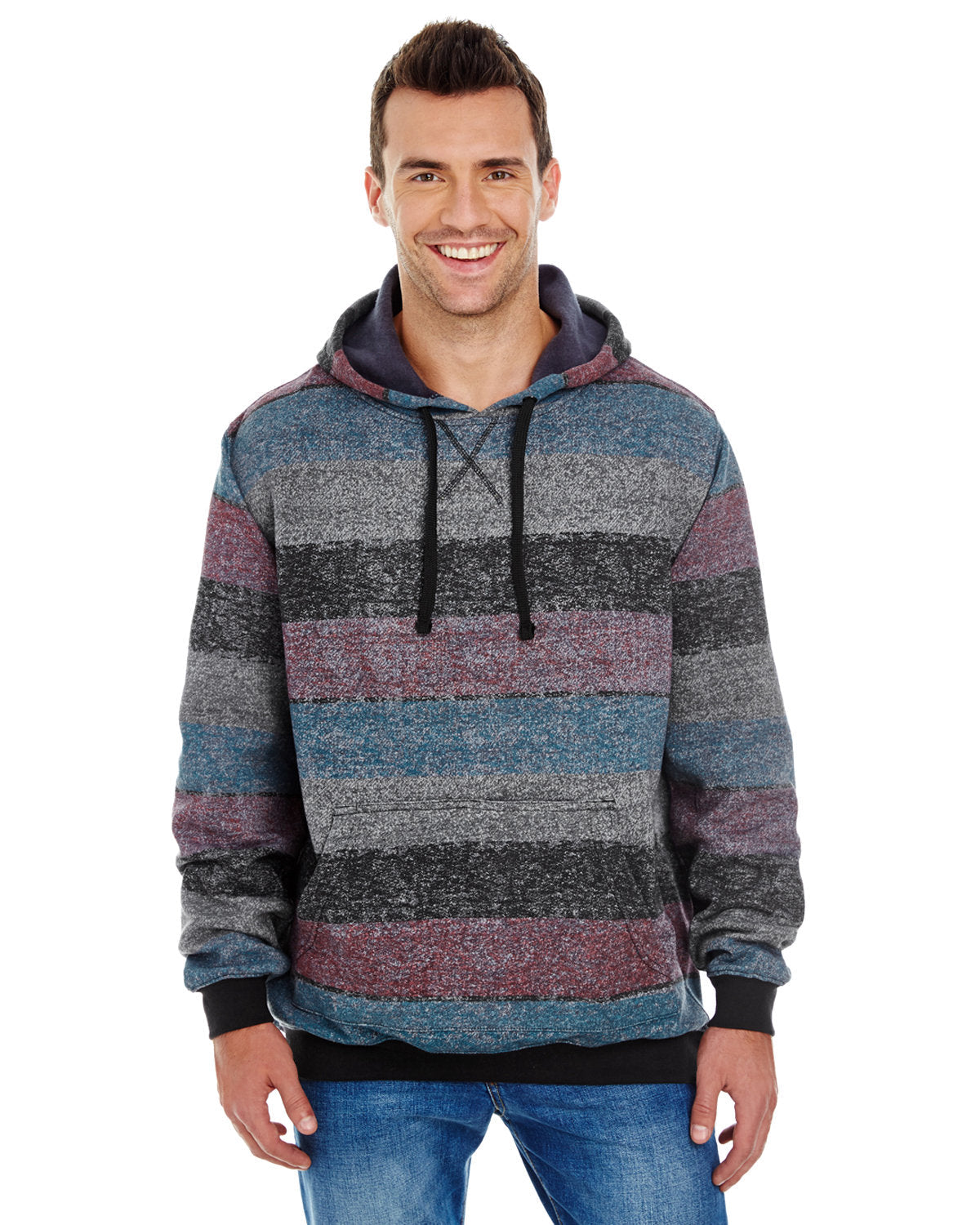 Burnside Men's Printed Stripe Marl Pullover B8603