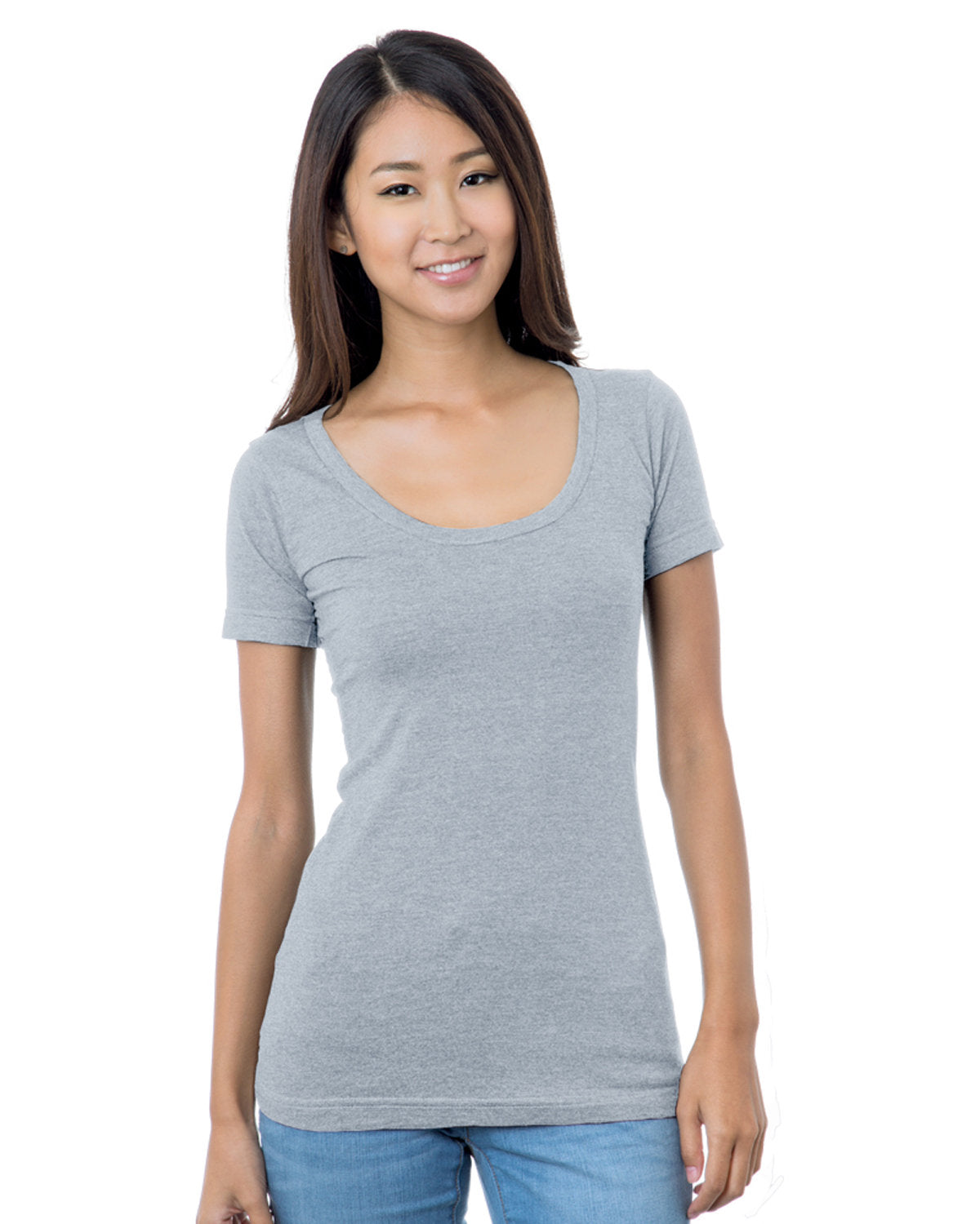 Junior's 4.2 oz., Fine Jersey Wide Scoop Neck T-Shirt