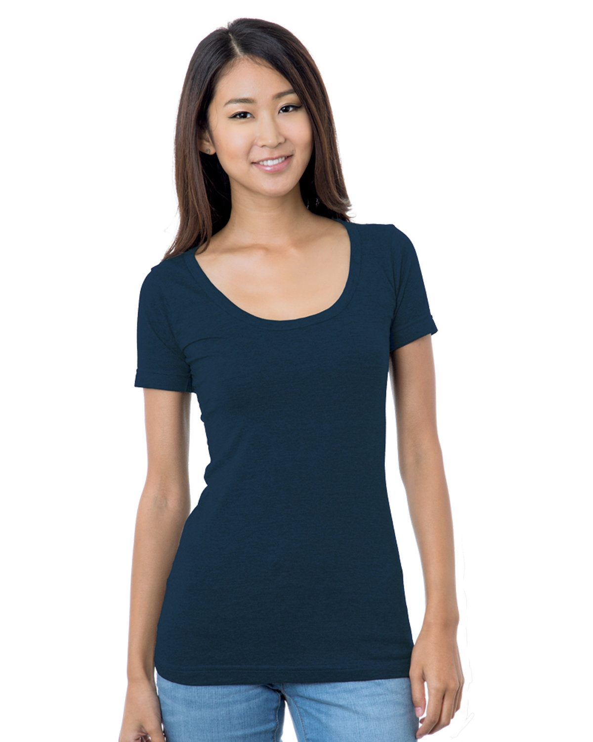 Junior's 4.2 oz., Fine Jersey Wide Scoop Neck T-Shirt