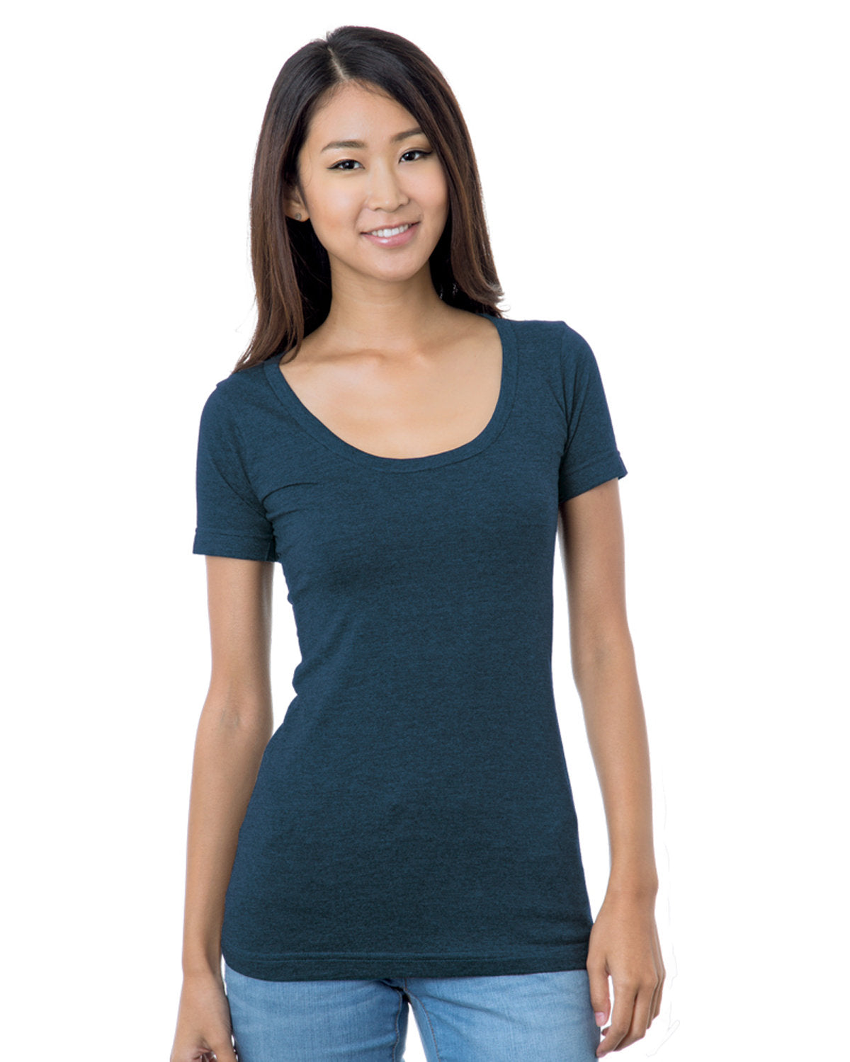 Junior's 4.2 oz., Fine Jersey Wide Scoop Neck T-Shirt