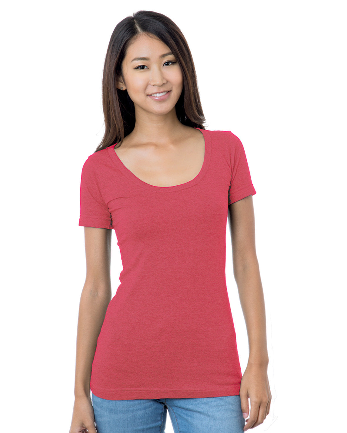 Junior's 4.2 oz., Fine Jersey Wide Scoop Neck T-Shirt