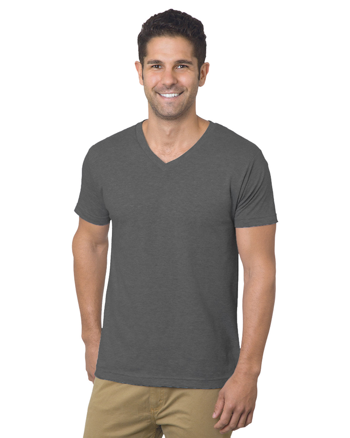 Unisex 4.2 oz., Fine Jersey V-Neck T-Shirt