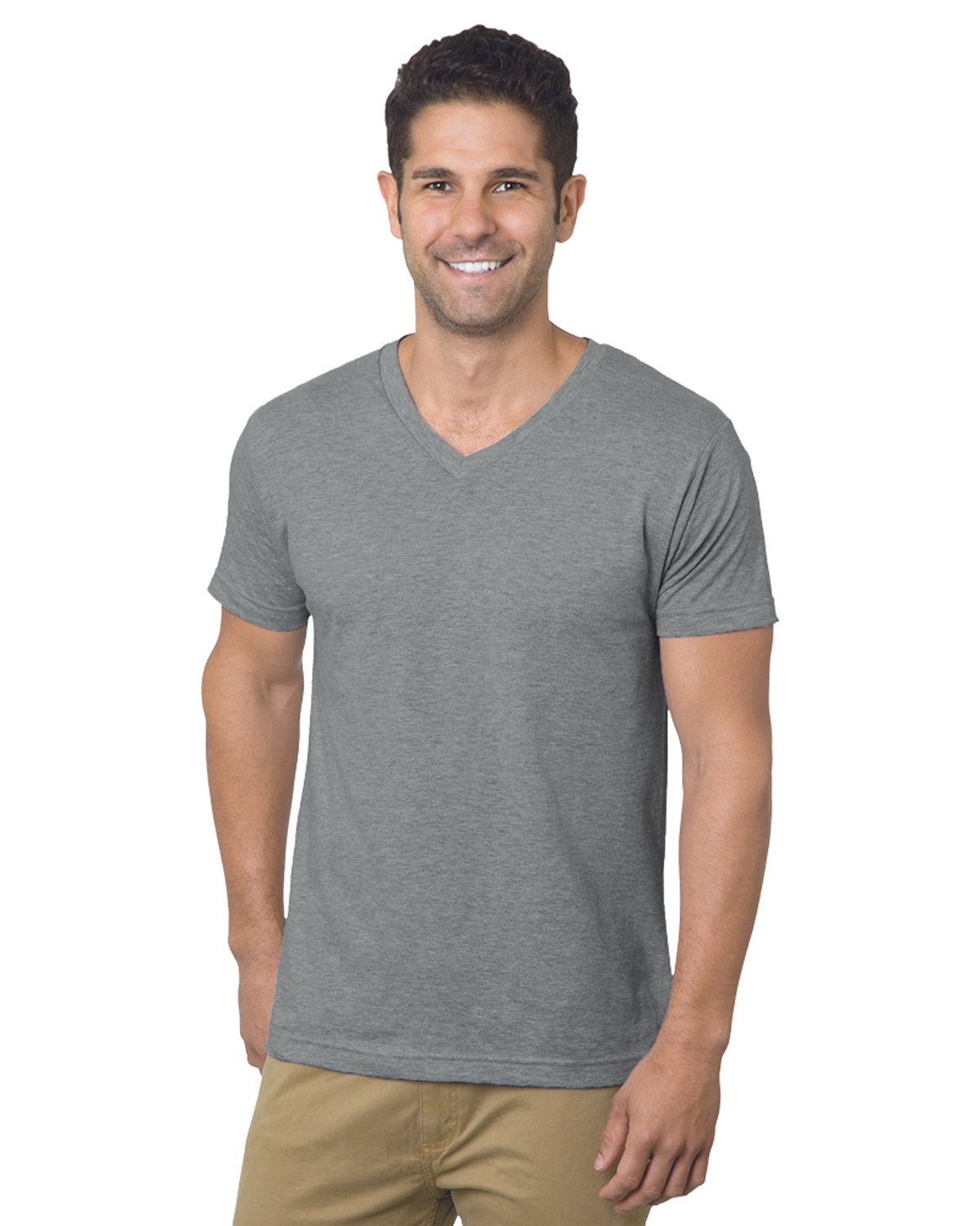 Unisex 4.2 oz., Fine Jersey V-Neck T-Shirt