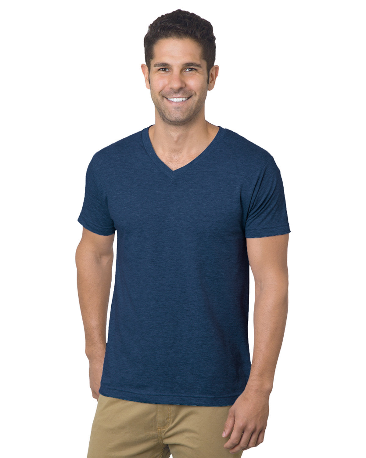 Unisex 4.2 oz., Fine Jersey V-Neck T-Shirt