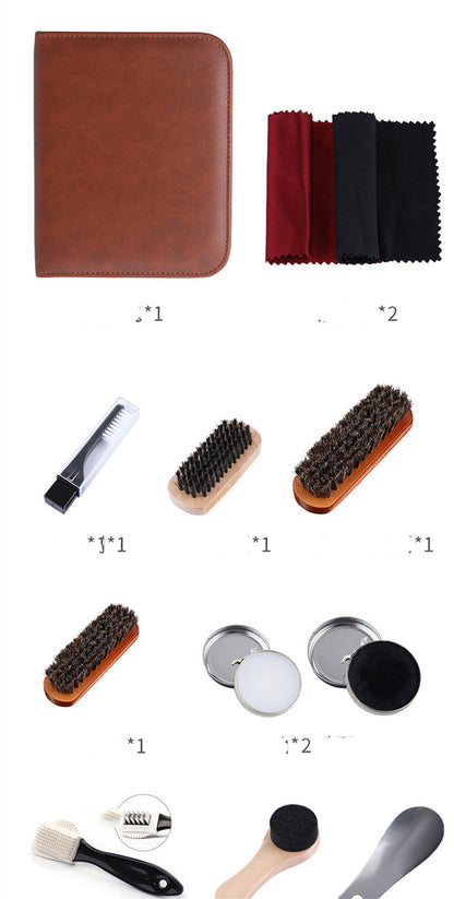 11-piece Set Of Horse Hair Brush Shoe Polish Cleaning Kit