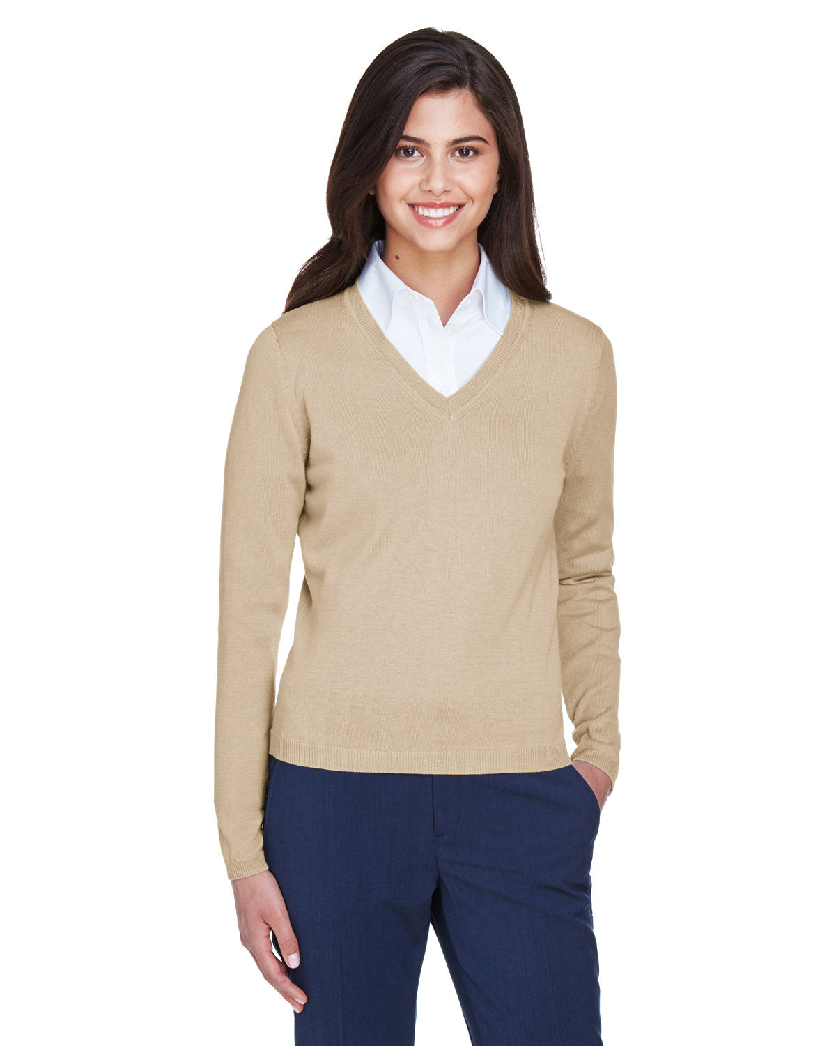 Effortless Elegance: Devon & Jones Ladies' V-Neck Sweater
